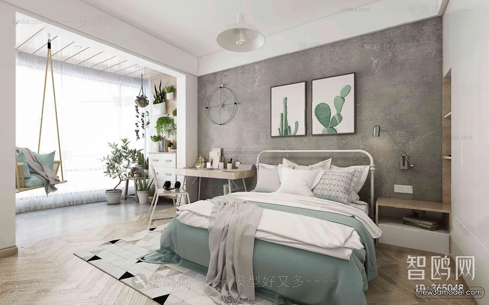 Nordic Style Interior 3D Blocks – Bedroom 3D Model – 338 – VRAY
