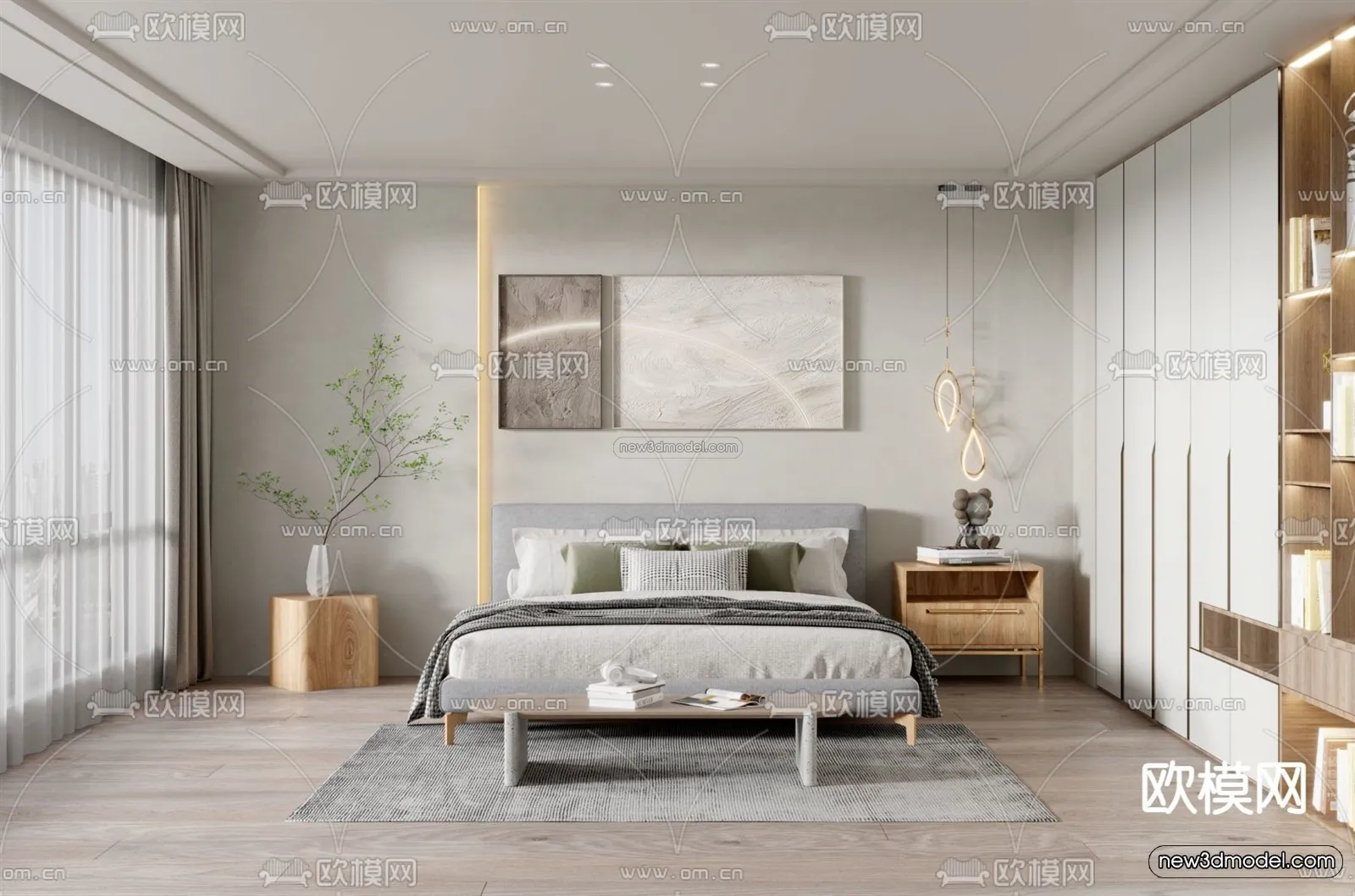 Nordic Style Interior 3D Blocks – Bedroom 3D Model – 339 – VRAY