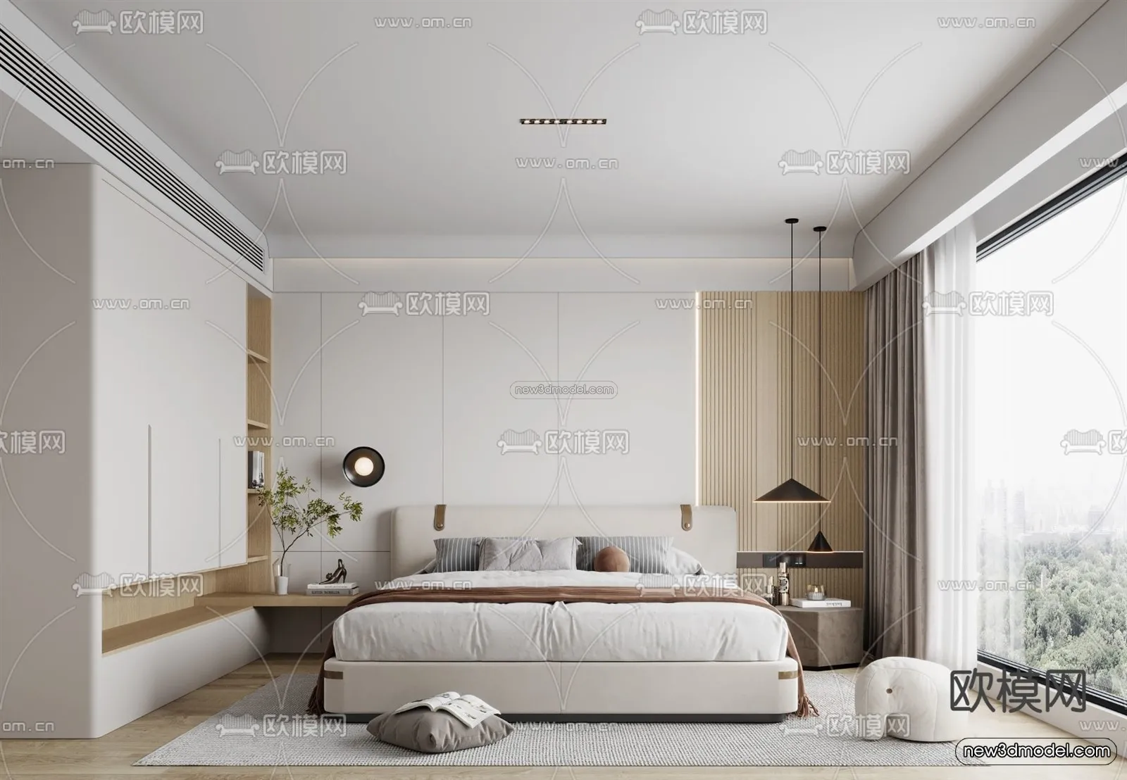 Nordic Style Interior 3D Blocks – Bedroom 3D Model – 340 – VRAY