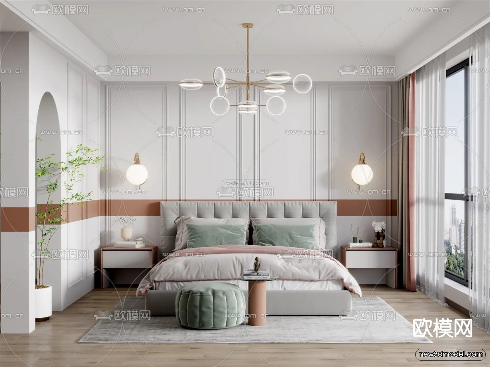 Nordic Style Interior 3D Blocks – Bedroom 3D Model – 341 – VRAY