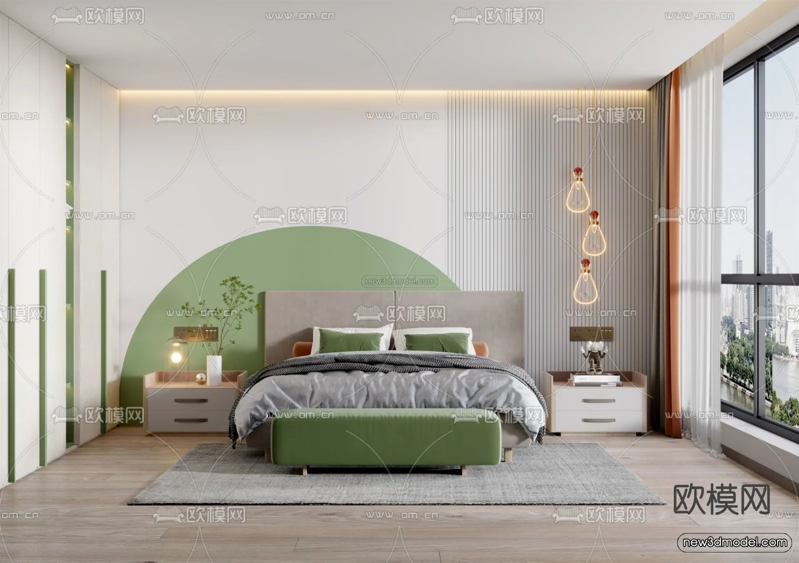 Nordic Style Interior 3D Blocks – Bedroom 3D Model – 343 – VRAY