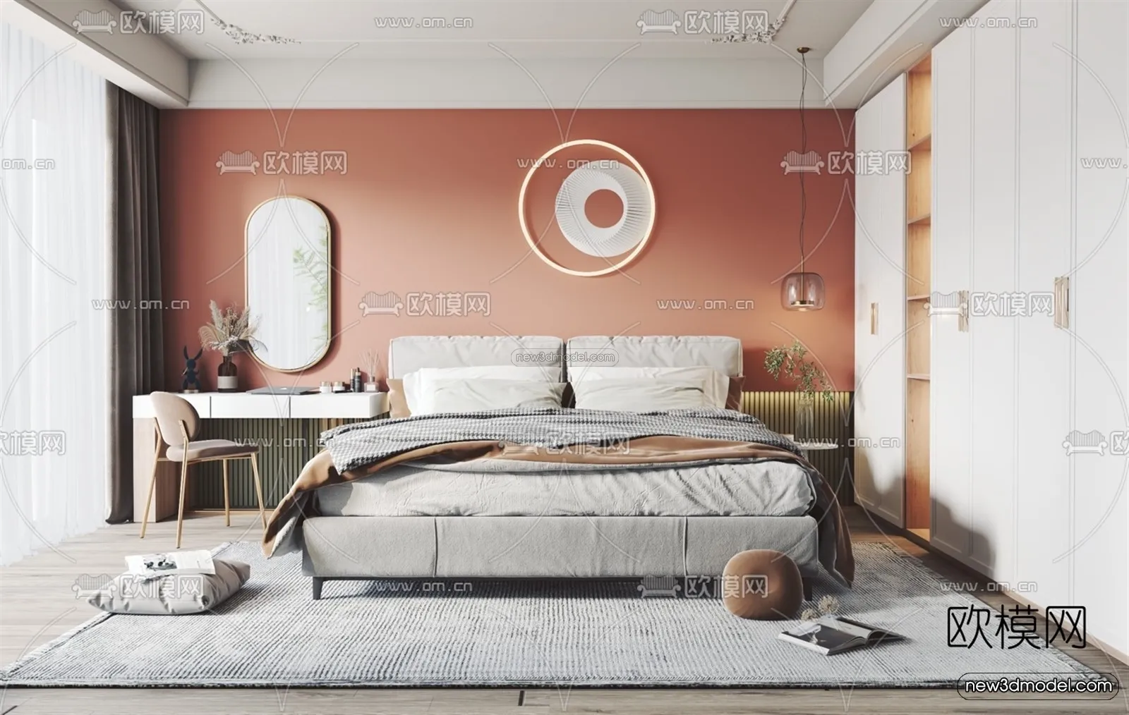 Nordic Style Interior 3D Blocks – Bedroom 3D Model – 344 – VRAY