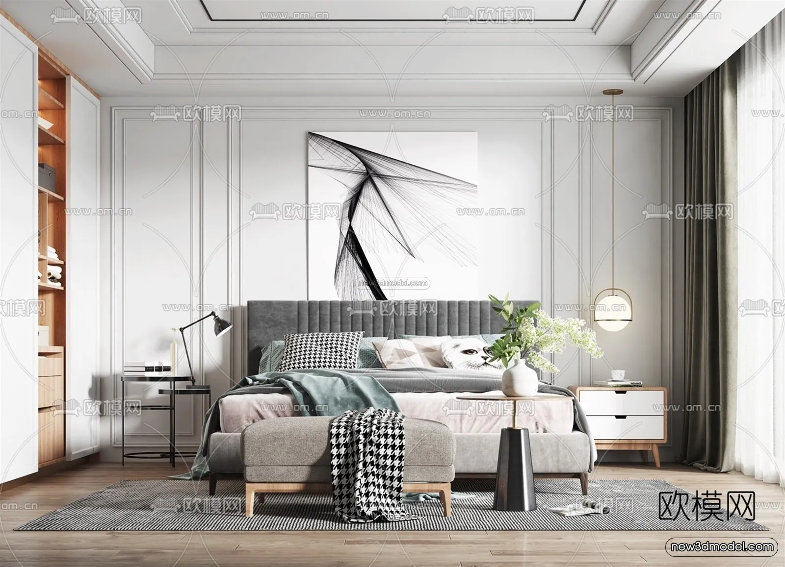 Nordic Style Interior 3D Blocks – Bedroom 3D Model – 351 – VRAY