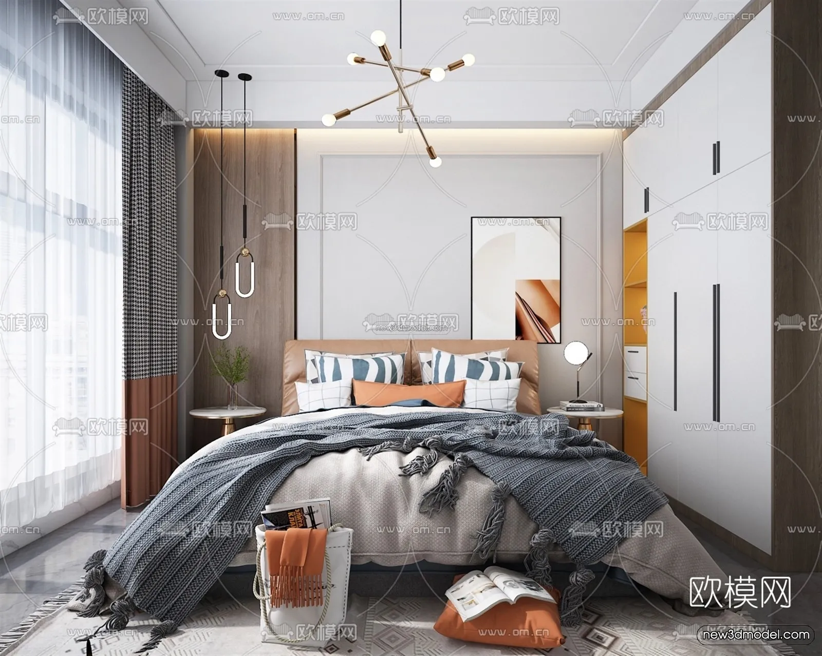 Nordic Style Interior 3D Blocks – Bedroom 3D Model – 352 – VRAY