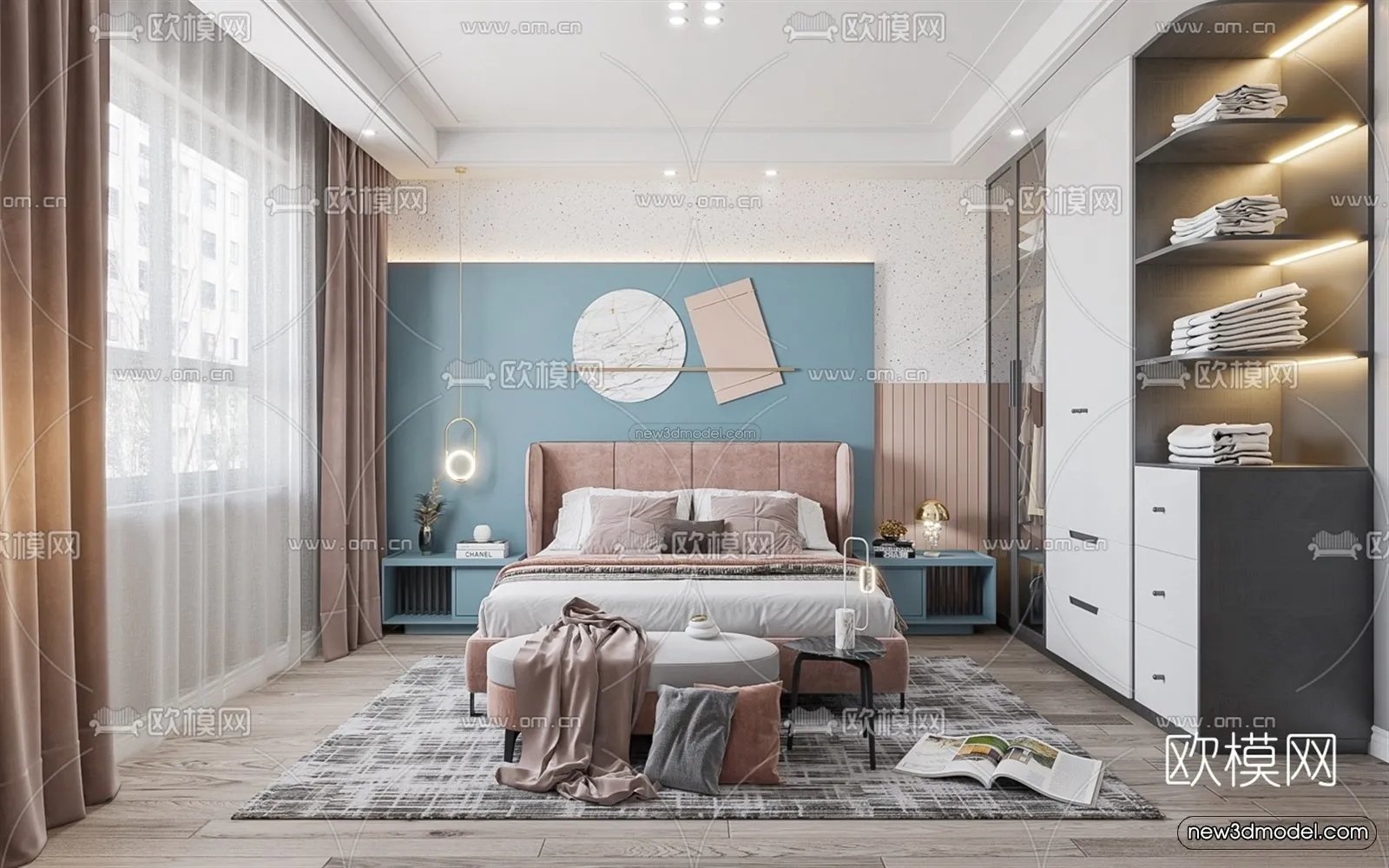 Nordic Style Interior 3D Blocks – Bedroom 3D Model – 354 – VRAY