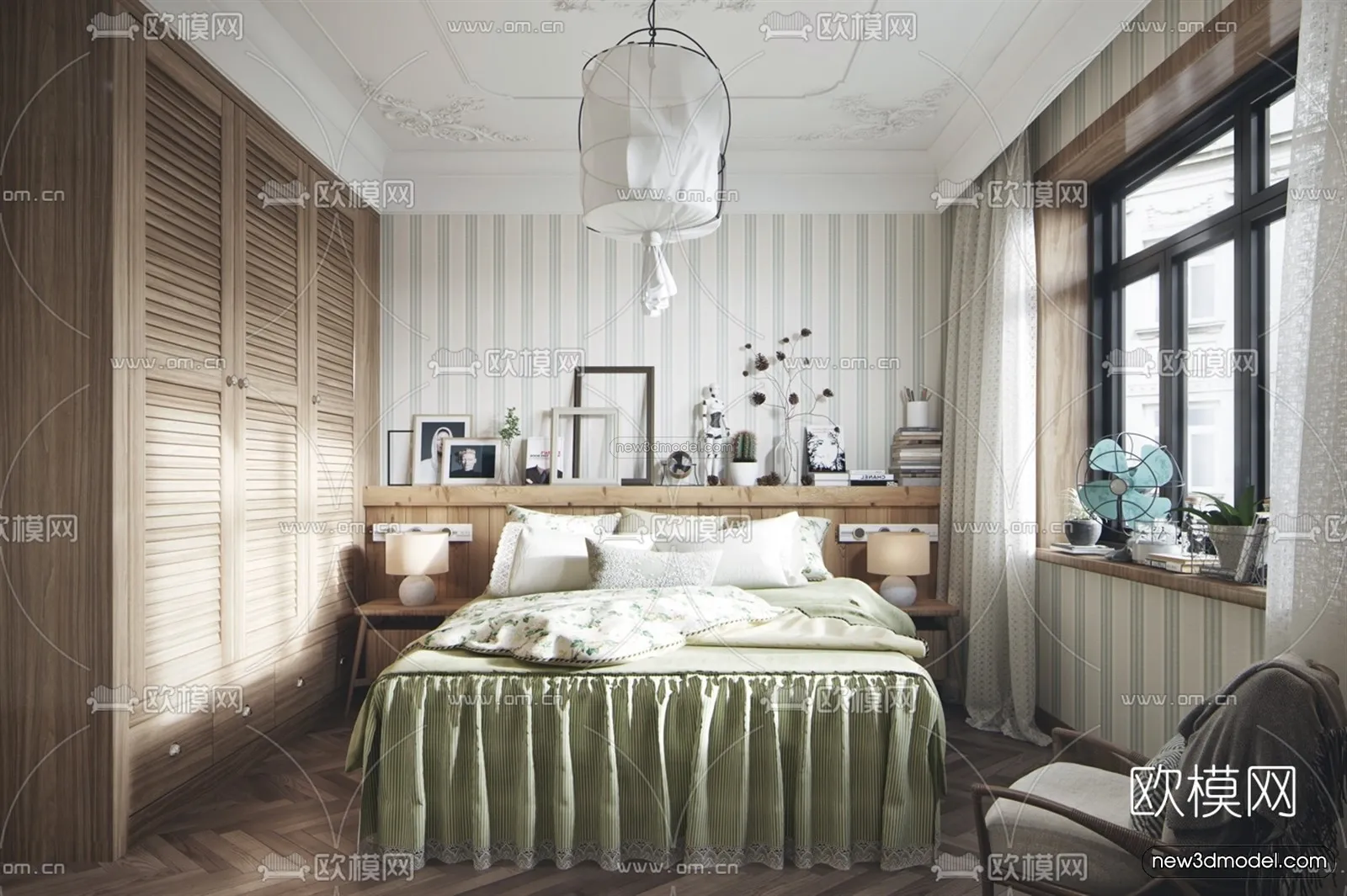 Nordic Style Interior 3D Blocks – Bedroom 3D Model – 355 – VRAY