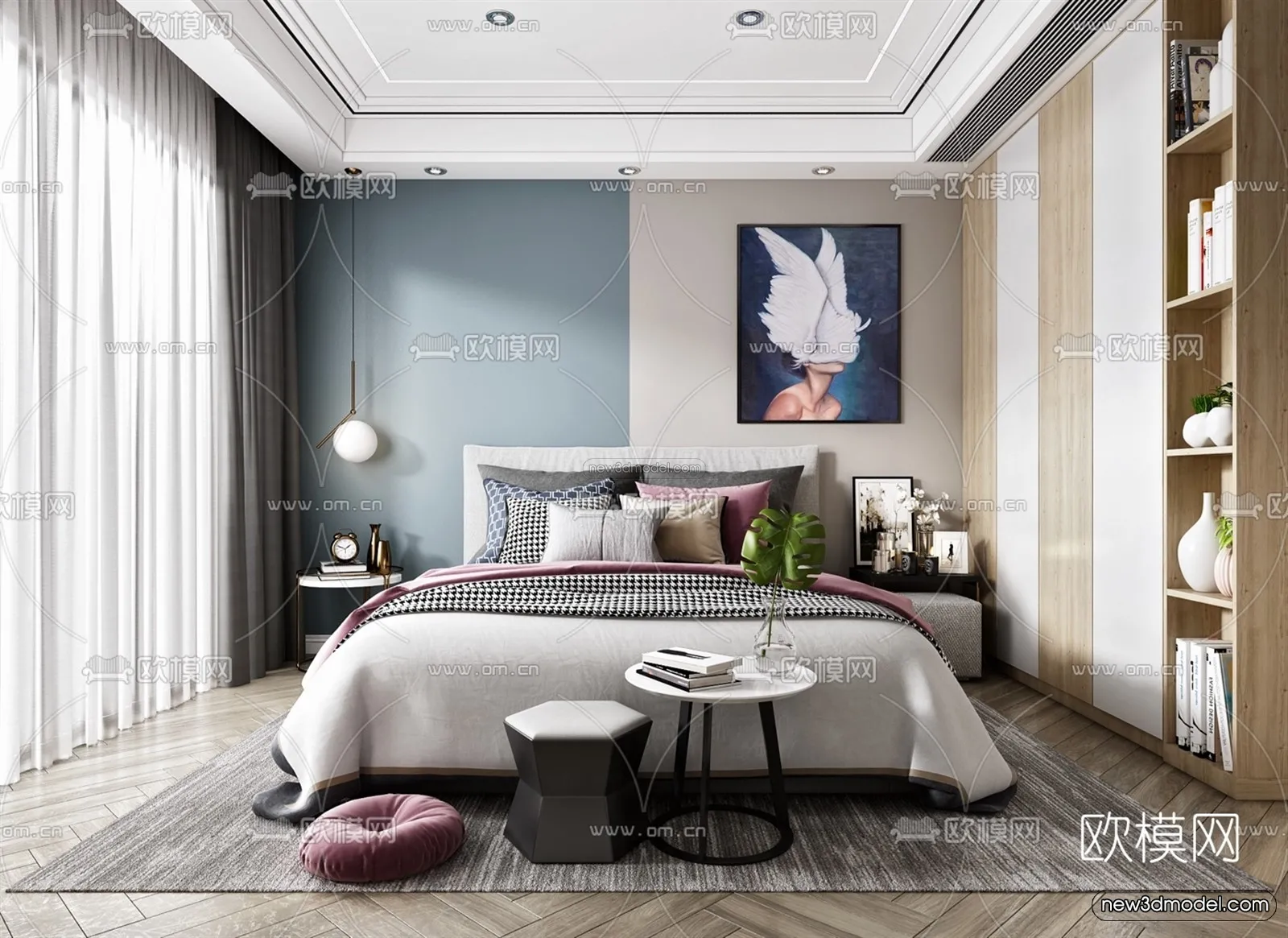 Nordic Style Interior 3D Blocks – Bedroom 3D Model – 356 – VRAY