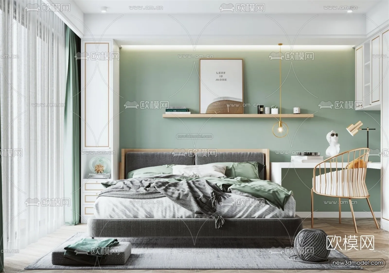 Nordic Style Interior 3D Blocks – Bedroom 3D Model – 357 – VRAY