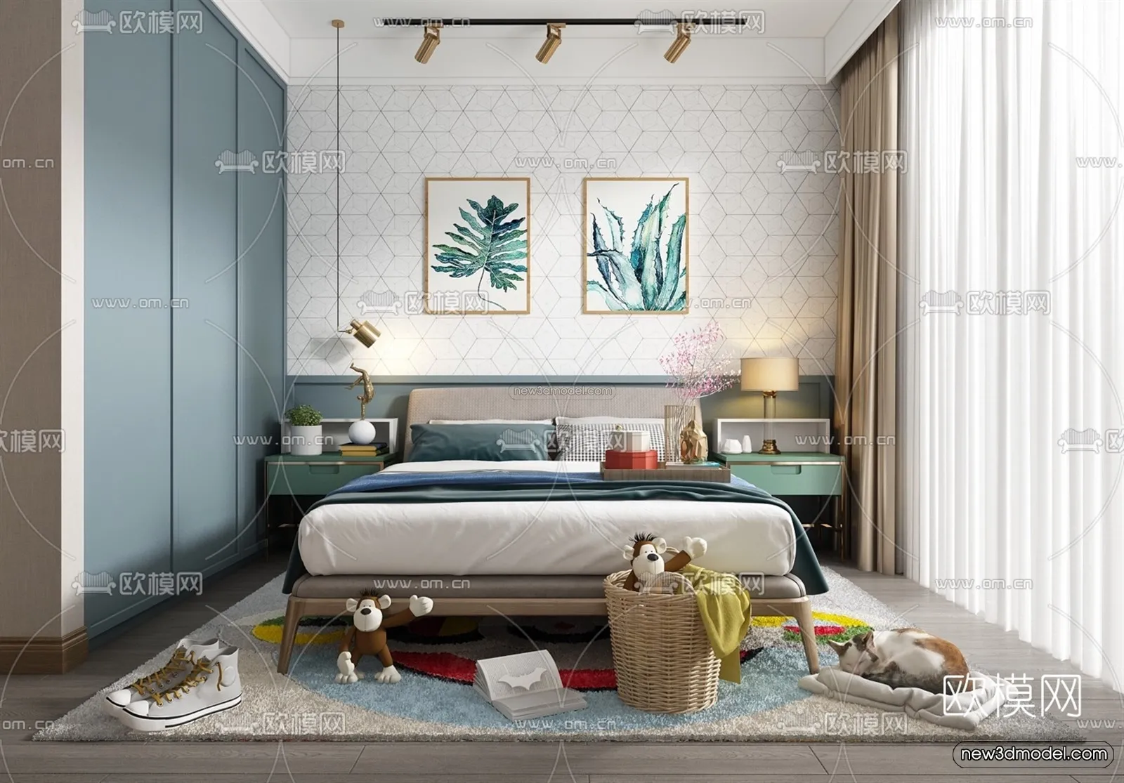 Nordic Style Interior 3D Blocks – Bedroom 3D Model – 360 – VRAY