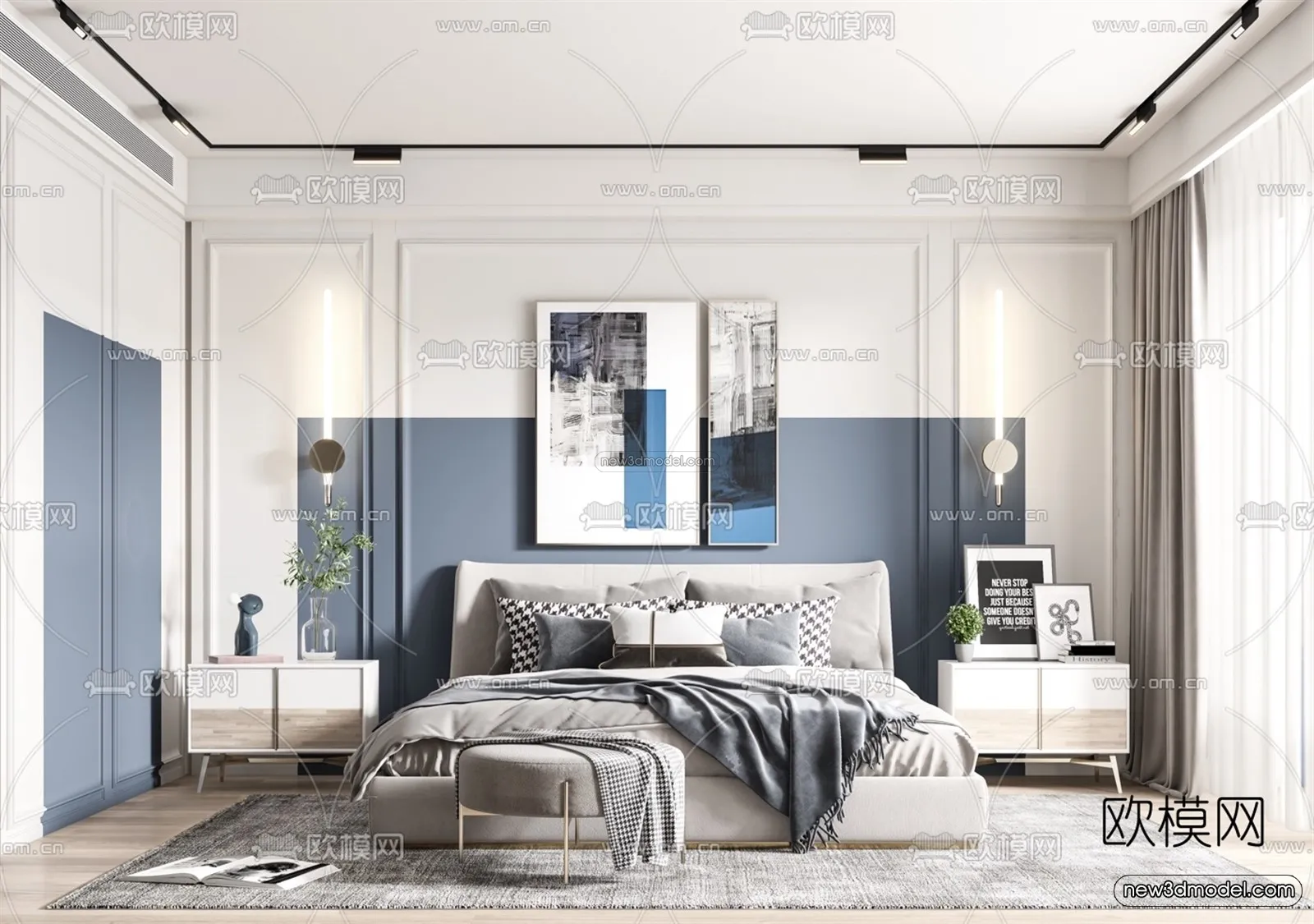 Nordic Style Interior 3D Blocks – Bedroom 3D Model – 363 – VRAY