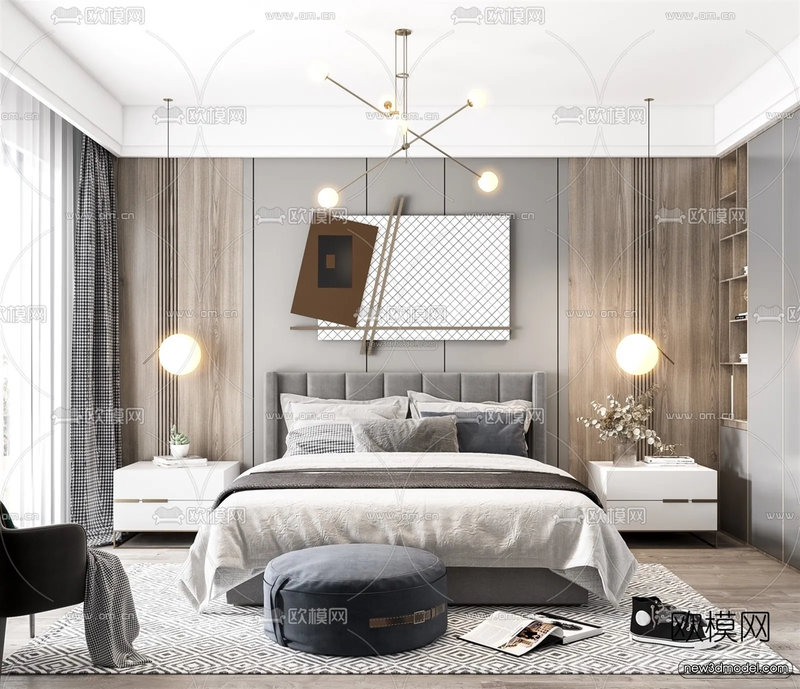 Nordic Style Interior 3D Blocks – Bedroom 3D Model – 364 – VRAY