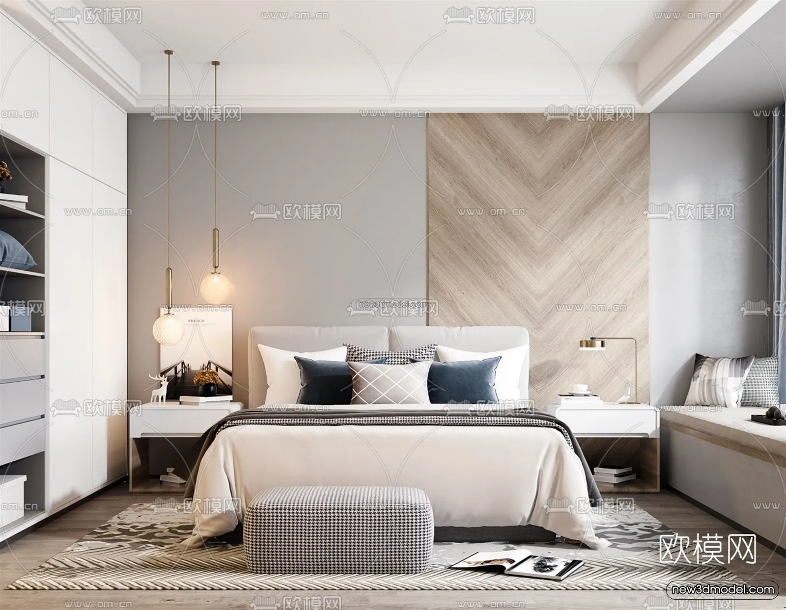 Nordic Style Interior 3D Blocks – Bedroom 3D Model – 365 – VRAY