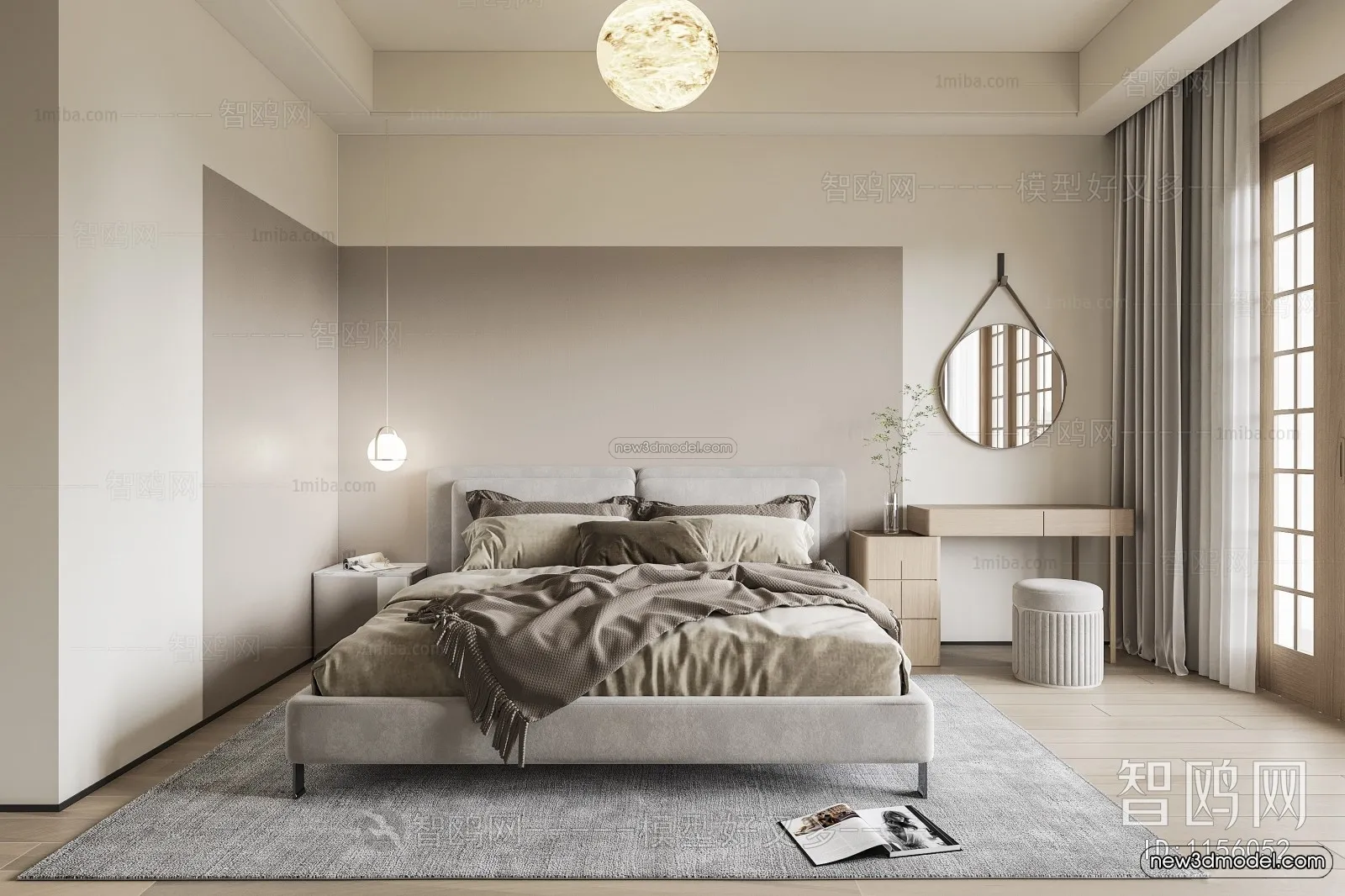 Nordic Style Interior 3D Blocks – Bedroom 3D Model – 366 – VRAY