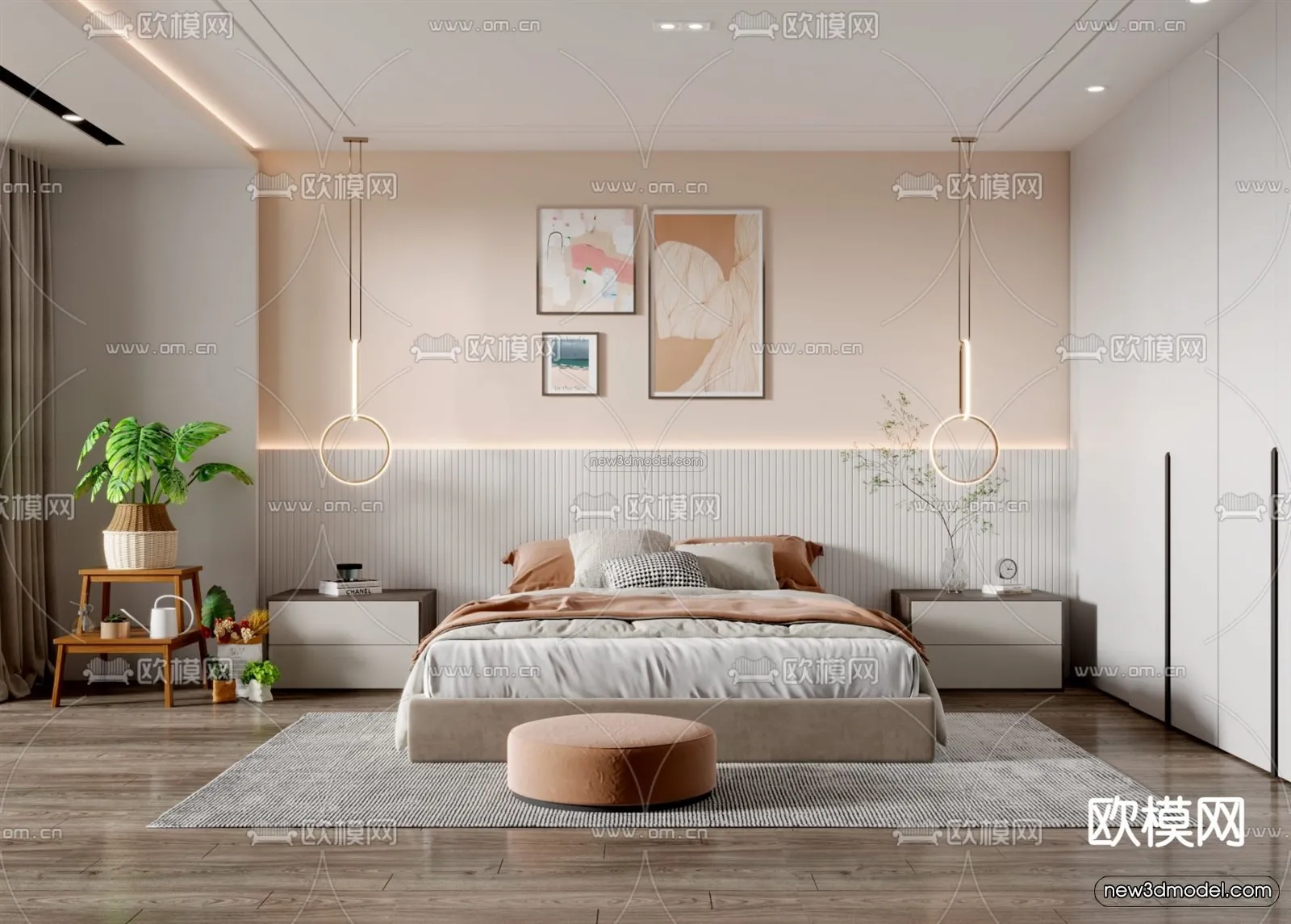 Nordic Style Interior 3D Blocks – Bedroom 3D Model – 367 – VRAY