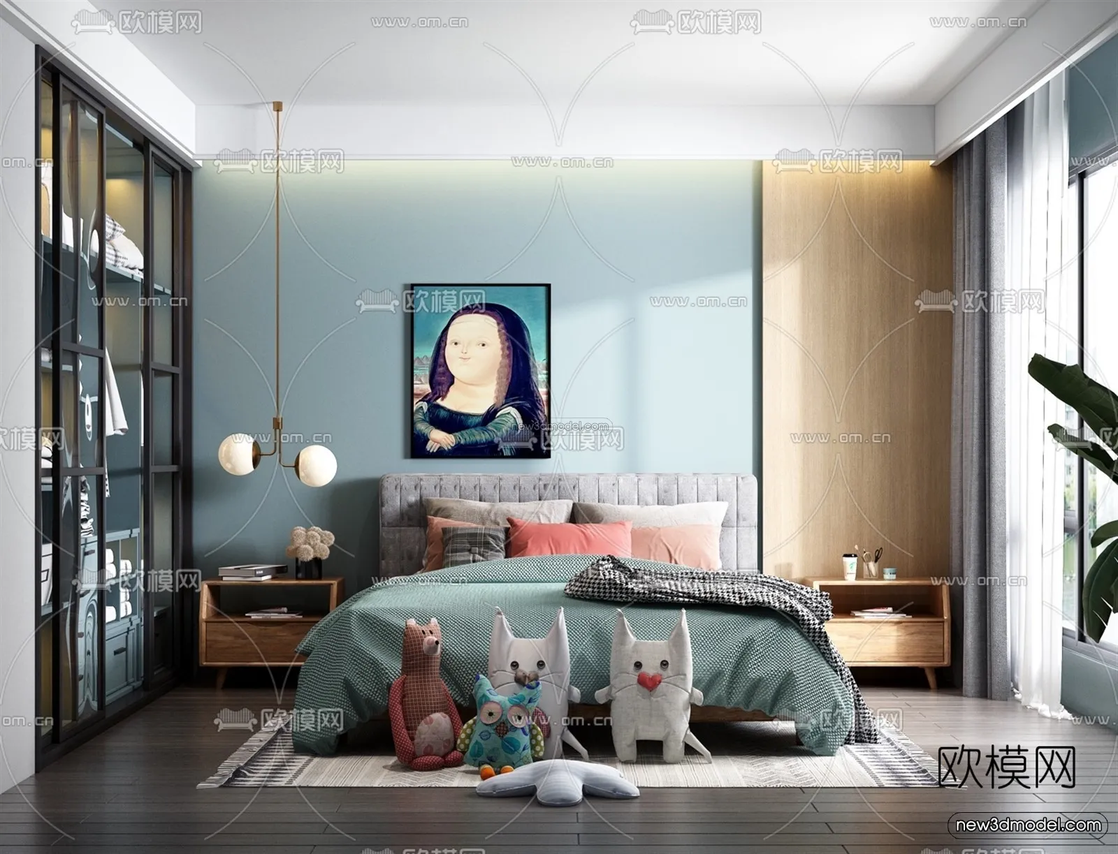 Nordic Style Interior 3D Blocks – Bedroom 3D Model – 371 – VRAY