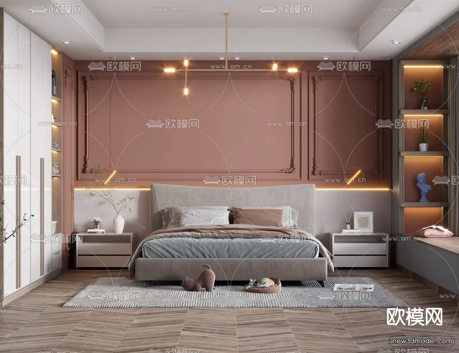 Nordic Style Interior 3D Blocks – Bedroom 3D Model – 373 – VRAY