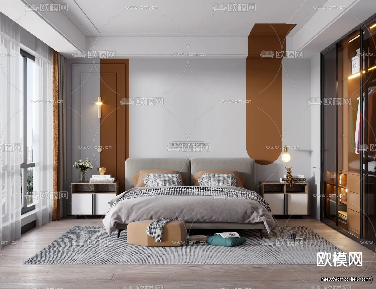 Nordic Style Interior 3D Blocks – Bedroom 3D Model – 375 – VRAY