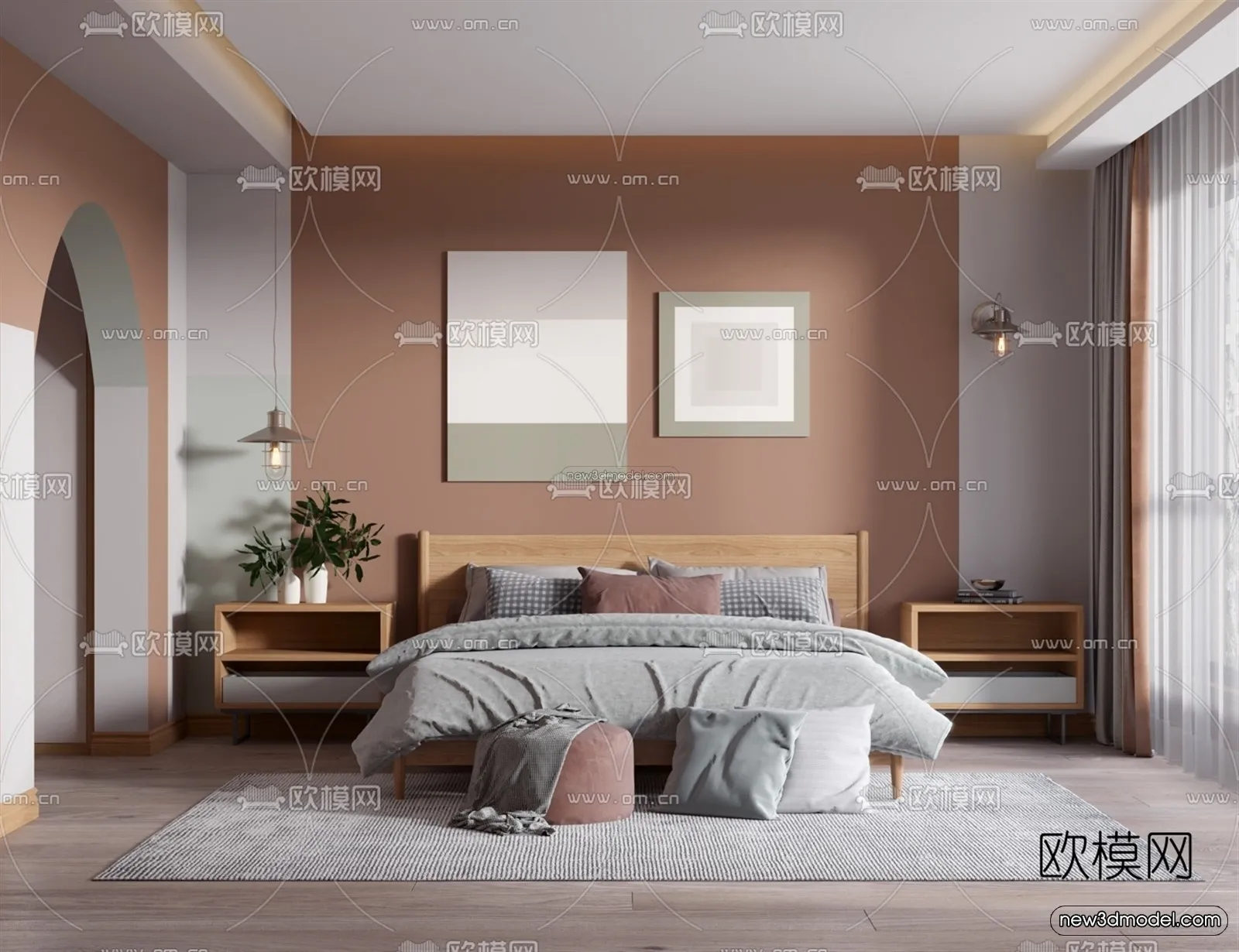 Nordic Style Interior 3D Blocks – Bedroom 3D Model – 377 – VRAY
