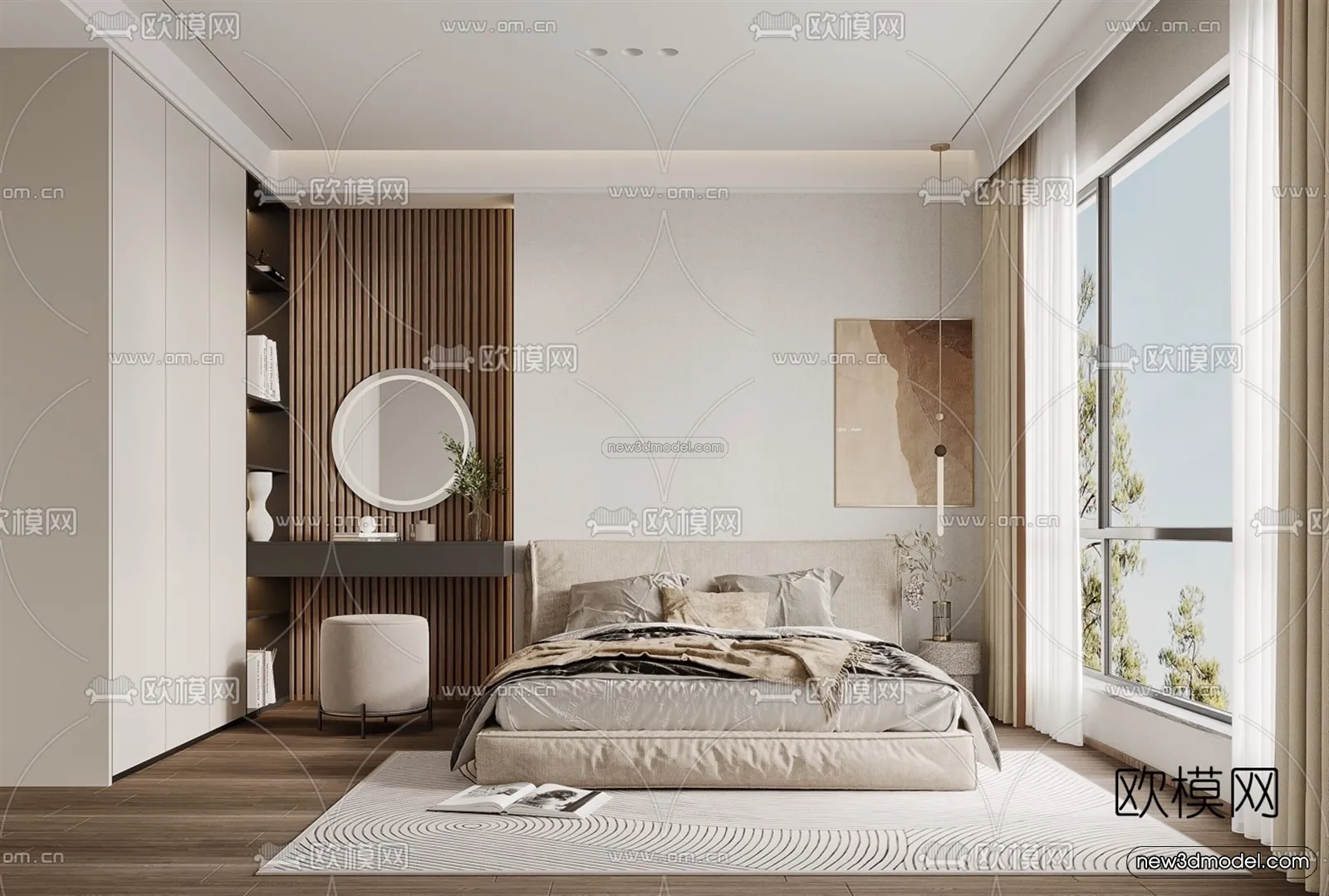 Nordic Style Interior 3D Blocks – Bedroom 3D Model – 379 – VRAY
