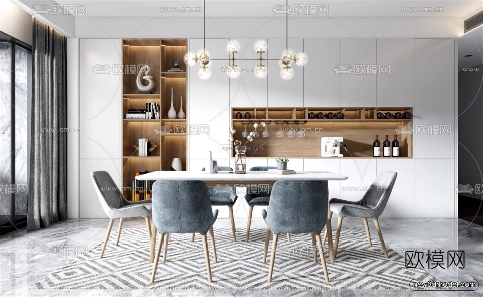 Nordic Style Interior 3D Blocks – Dining Room 3D Model – 382 – VRAY Nordic Style Interior 3D Blocks – Dining Room 3D Model – 382 – VRAY