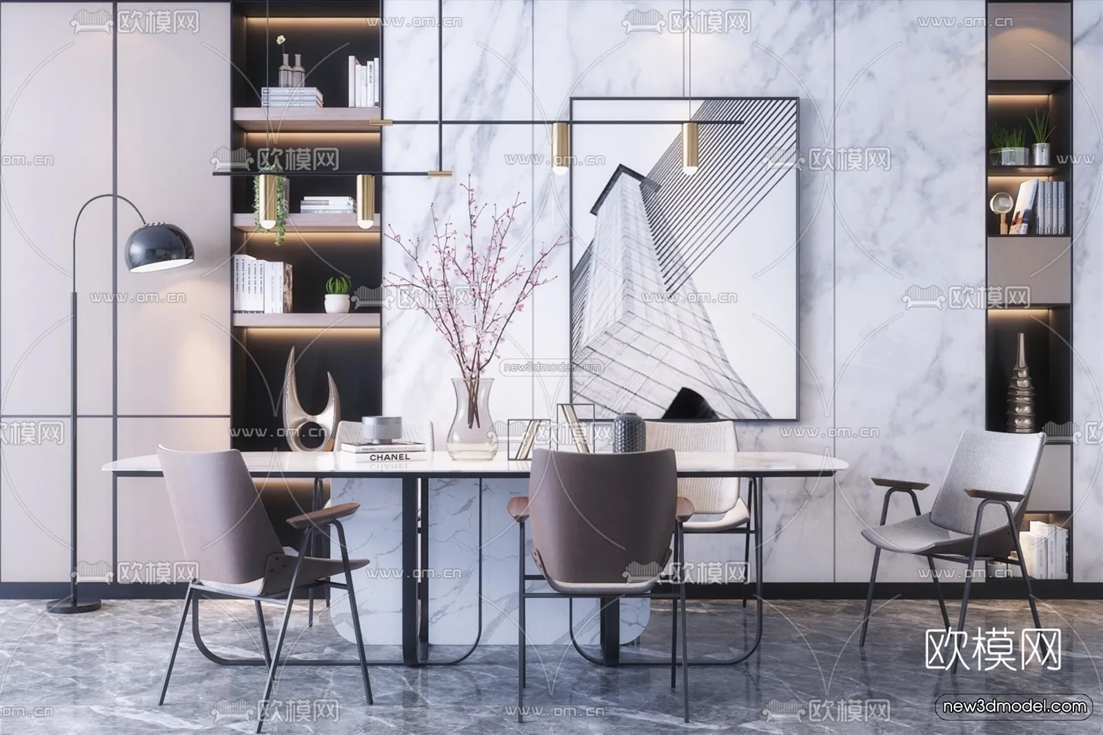 Nordic Style Interior 3D Blocks – Dining Room 3D Model – 384 – VRAY Nordic Style Interior 3D Blocks – Dining Room 3D Model – 384 – VRAY