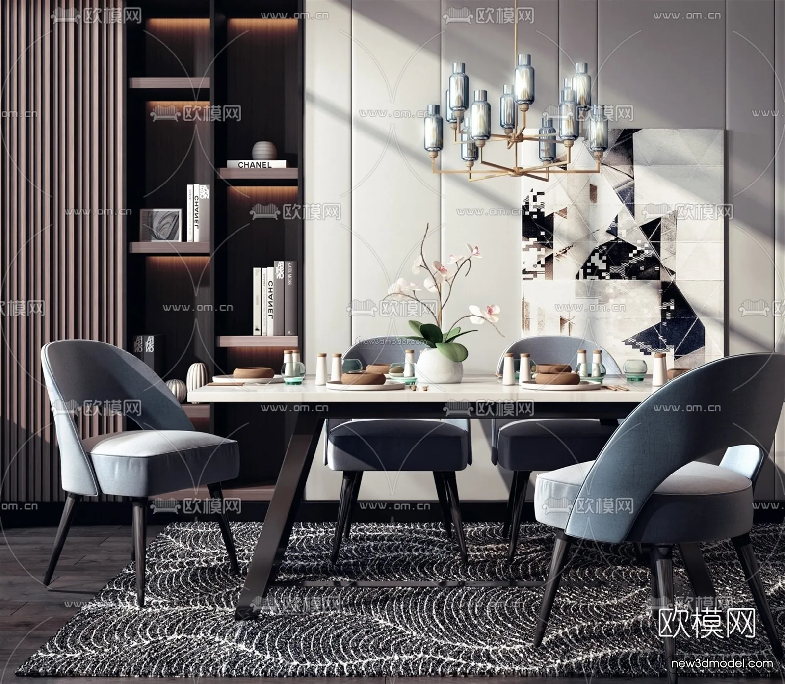 Nordic Style Interior 3D Blocks – Dining Room 3D Model – 385 – VRAY Nordic Style Interior 3D Blocks – Dining Room 3D Model – 385 – VRAY