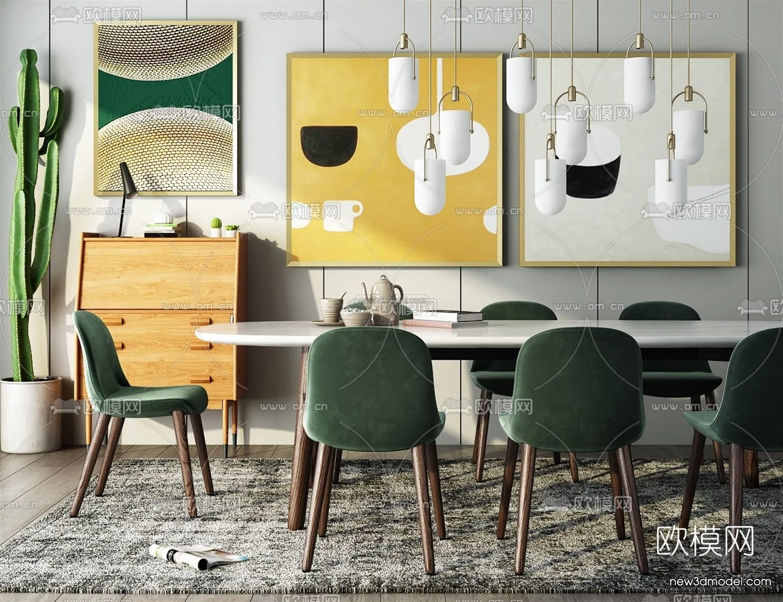 Nordic Style Interior 3D Blocks – Dining Room 3D Model – 387 – VRAY Nordic Style Interior 3D Blocks – Dining Room 3D Model – 387 – VRAY