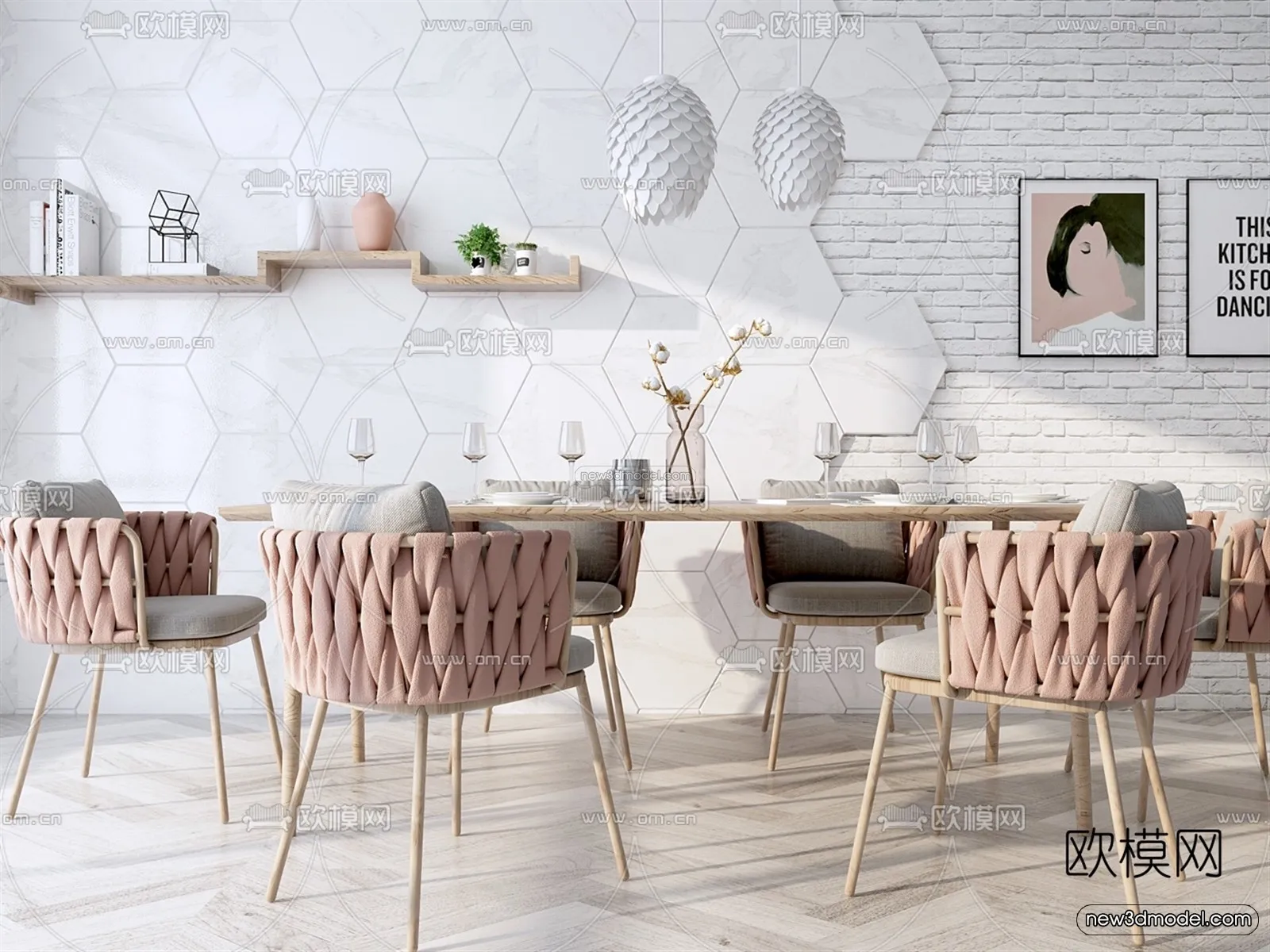 Nordic Style Interior 3D Blocks – Dining Room 3D Model – 388 – VRAY Nordic Style Interior 3D Blocks – Dining Room 3D Model – 388 – VRAY