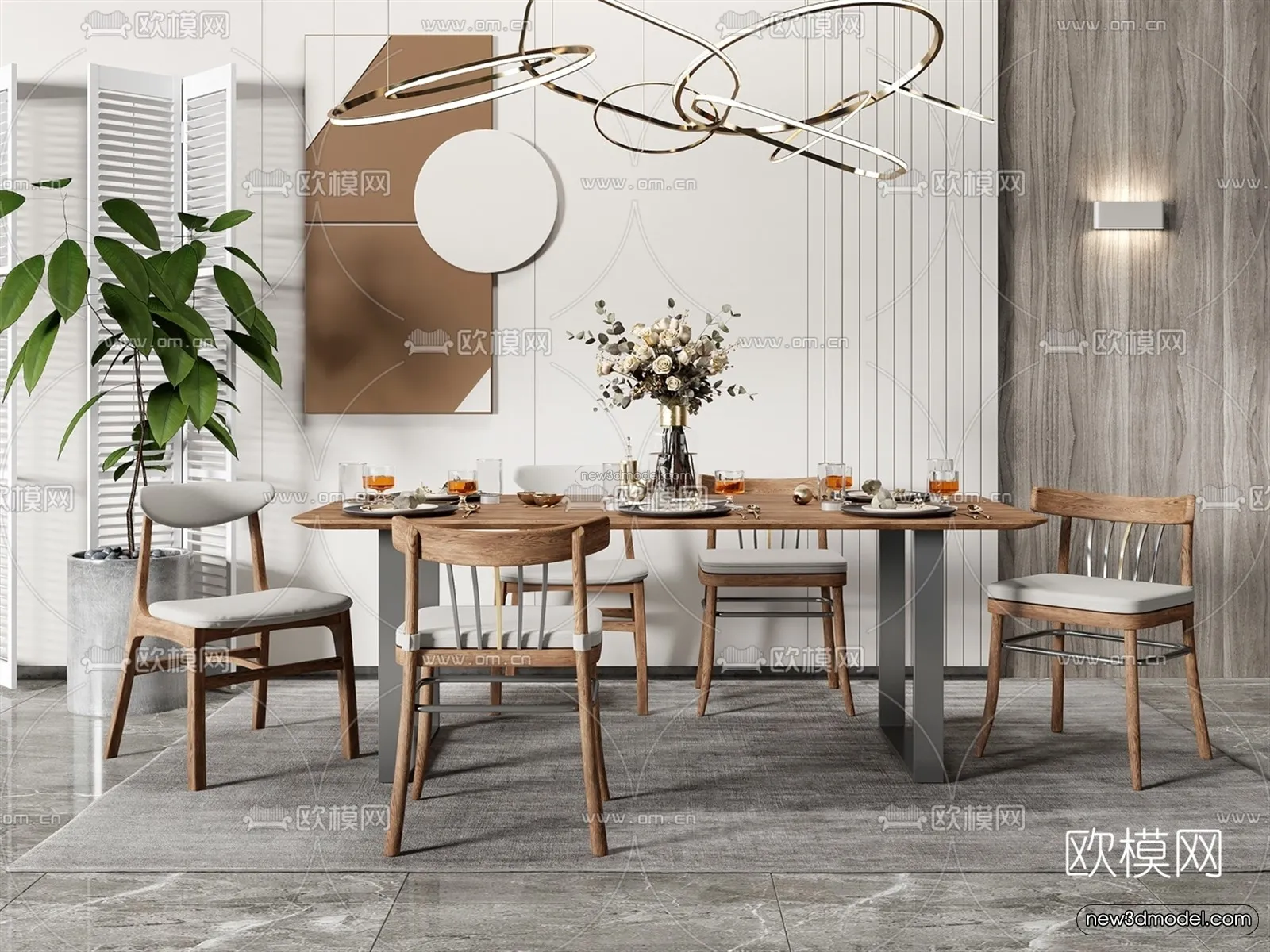 Nordic Style Interior 3D Blocks – Dining Room 3D Model – 393 – VRAY Nordic Style Interior 3D Blocks – Dining Room 3D Model – 393 – VRAY