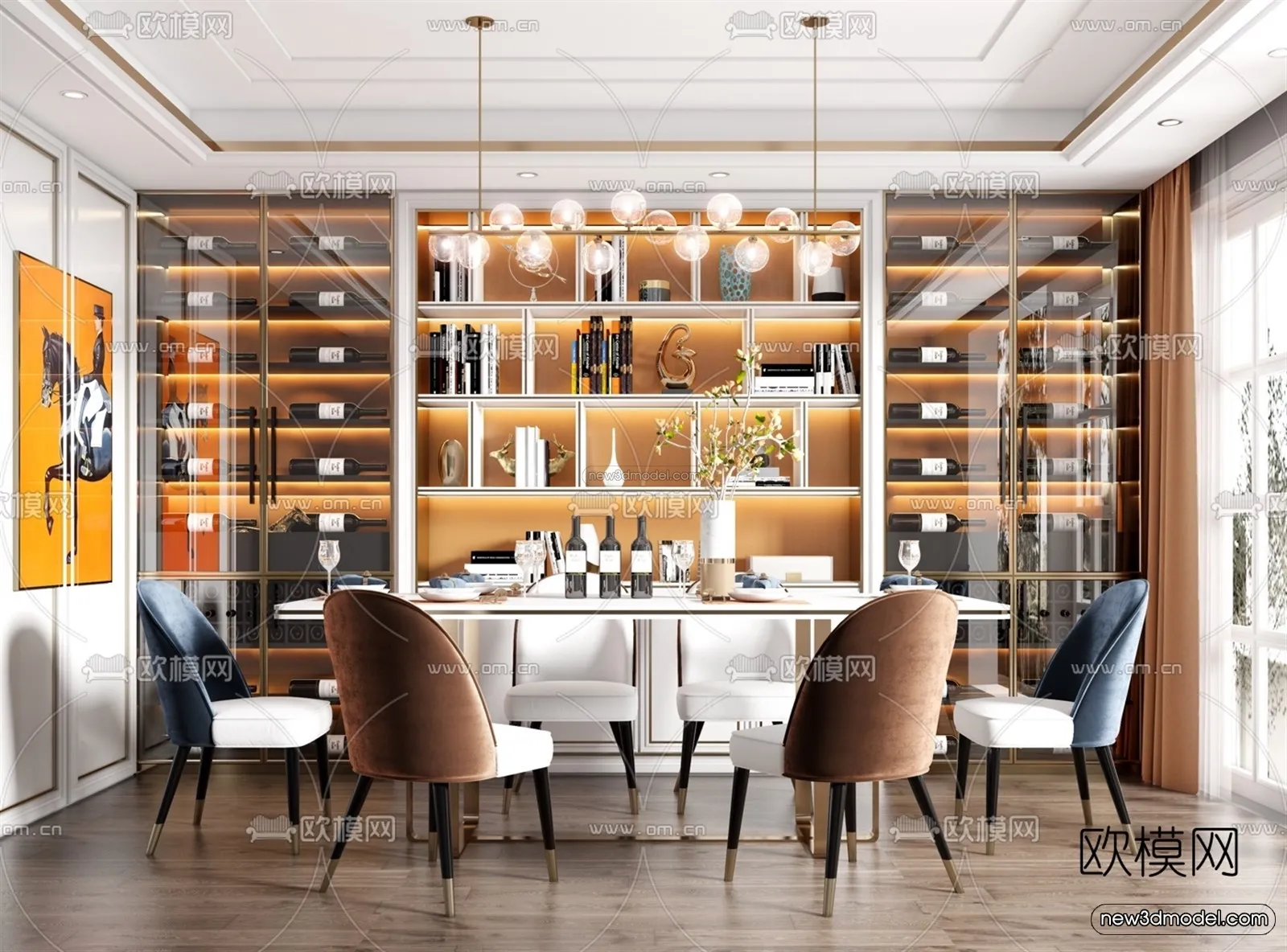 Nordic Style Interior 3D Blocks – Dining Room 3D Model – 394 – VRAY Nordic Style Interior 3D Blocks – Dining Room 3D Model – 394 – VRAY