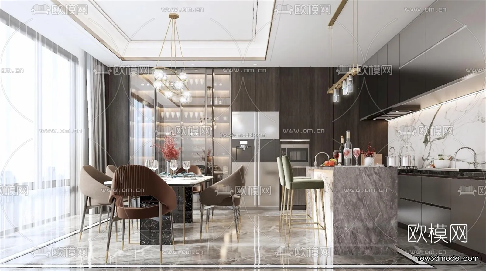 Nordic Style Interior 3D Blocks – Dining Room 3D Model – 395 – VRAY Nordic Style Interior 3D Blocks – Dining Room 3D Model – 395 – VRAY