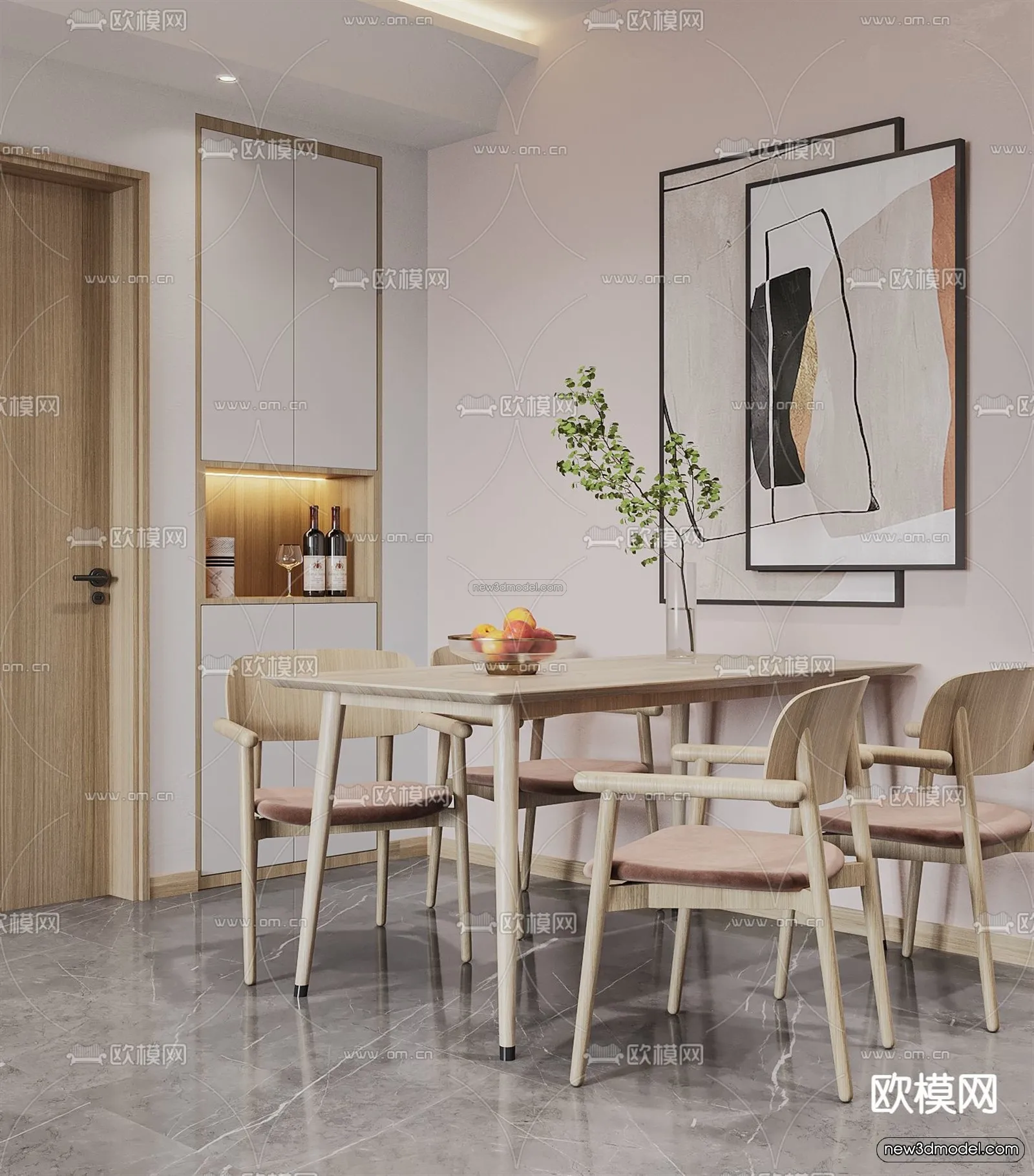 Nordic Style Interior 3D Blocks – Dining Room 3D Model – 408 – VRAY Nordic Style Interior 3D Blocks – Dining Room 3D Model – 408 – VRAY