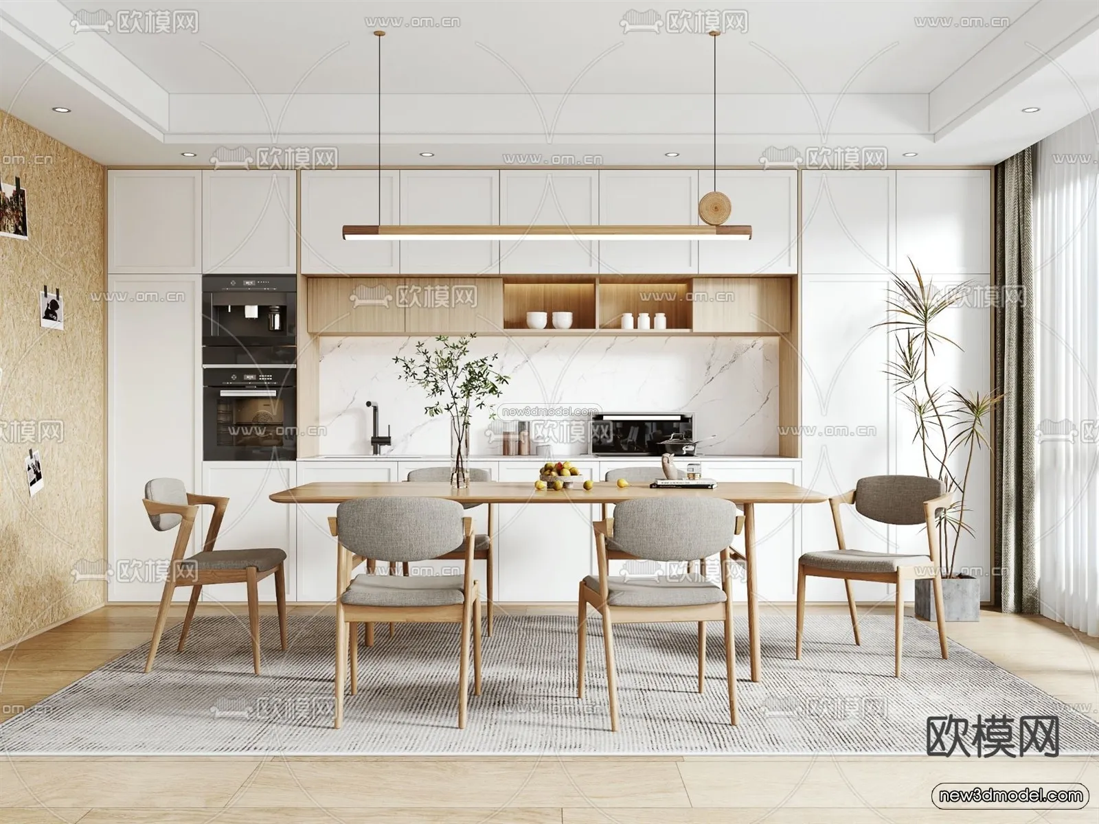 Nordic Style Interior 3D Blocks – Dining Room 3D Model – 409 – VRAY Nordic Style Interior 3D Blocks – Dining Room 3D Model – 409 – VRAY