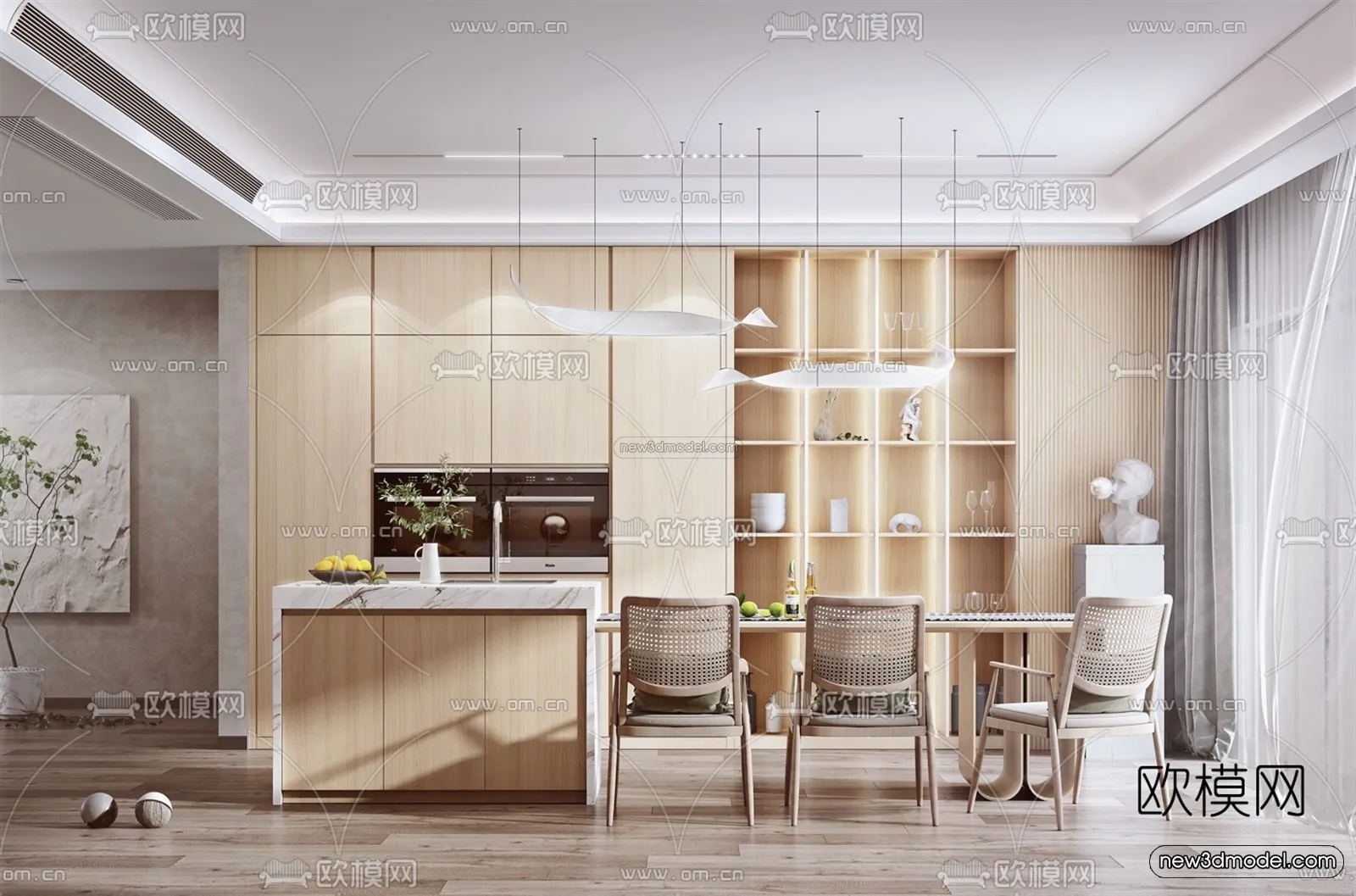 Nordic Style Interior 3D Blocks – Dining Room 3D Model – 413 – VRAY Nordic Style Interior 3D Blocks – Dining Room 3D Model – 413 – VRAY