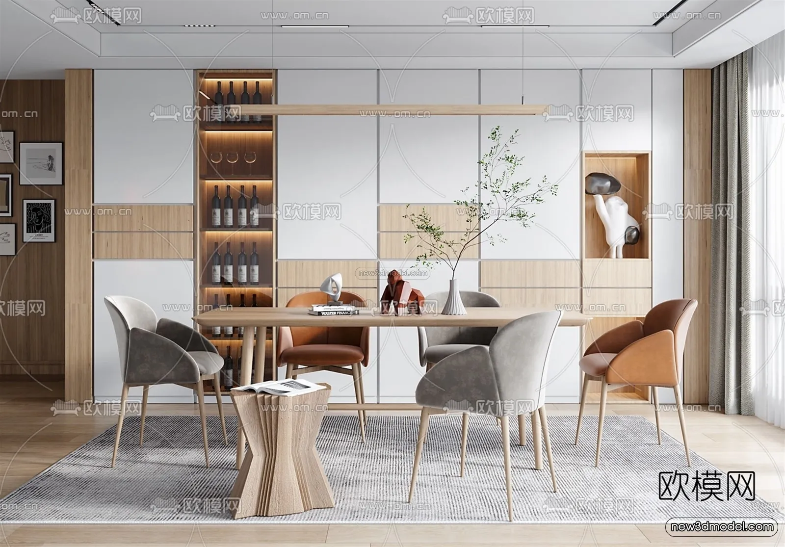 Nordic Style Interior 3D Blocks – Dining Room 3D Model – 415 – VRAY Nordic Style Interior 3D Blocks – Dining Room 3D Model – 415 – VRAY