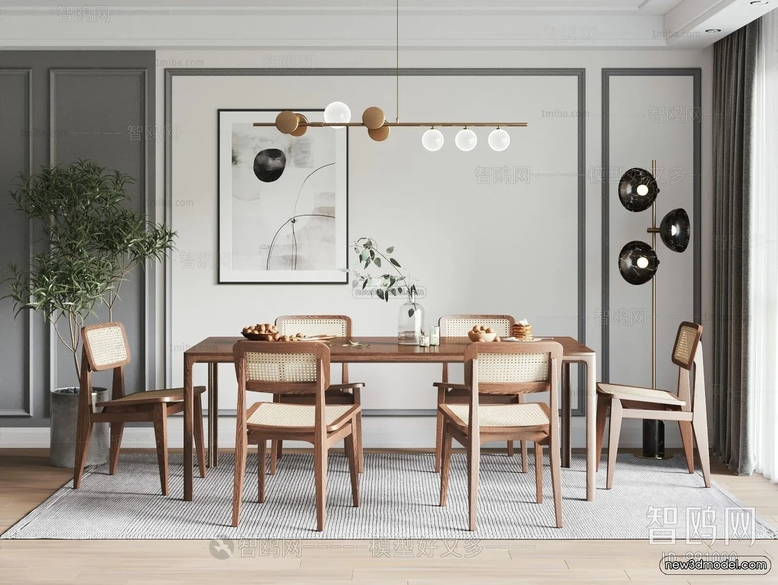 Nordic Style Interior 3D Blocks – Dining Room 3D Model – 424 – VRAY Nordic Style Interior 3D Blocks – Dining Room 3D Model – 424 – VRAY