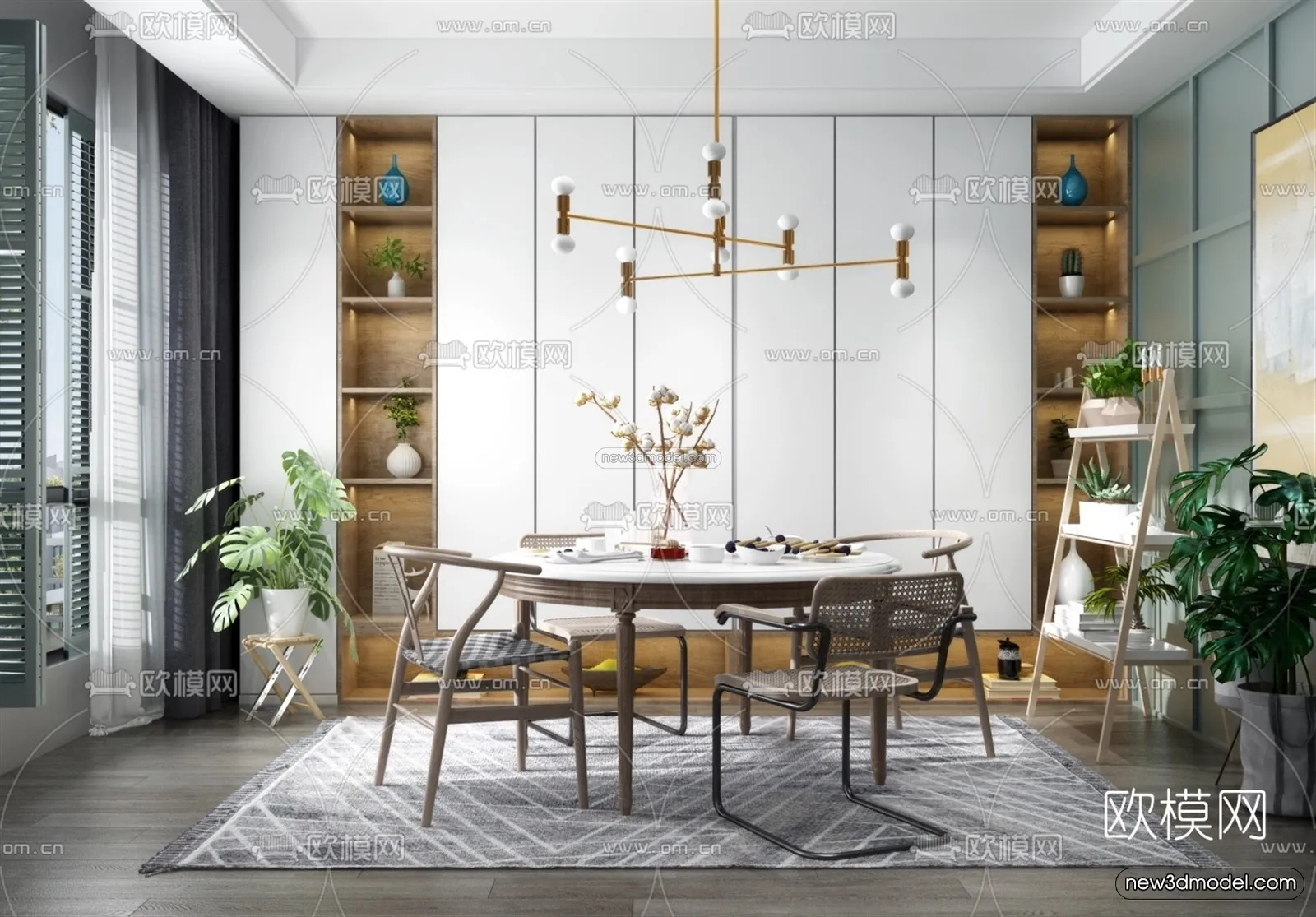 Nordic Style Interior 3D Blocks – Dining Room 3D Model – 427 – VRAY Nordic Style Interior 3D Blocks – Dining Room 3D Model – 427 – VRAY