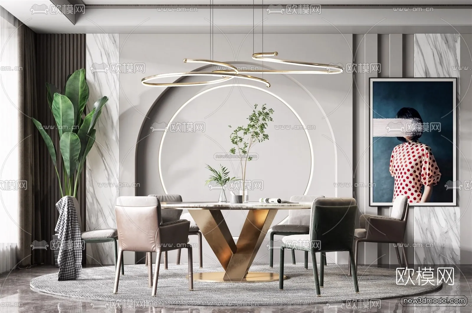 Nordic Style Interior 3D Blocks – Dining Room 3D Model – 429 – VRAY Nordic Style Interior 3D Blocks – Dining Room 3D Model – 429 – VRAY