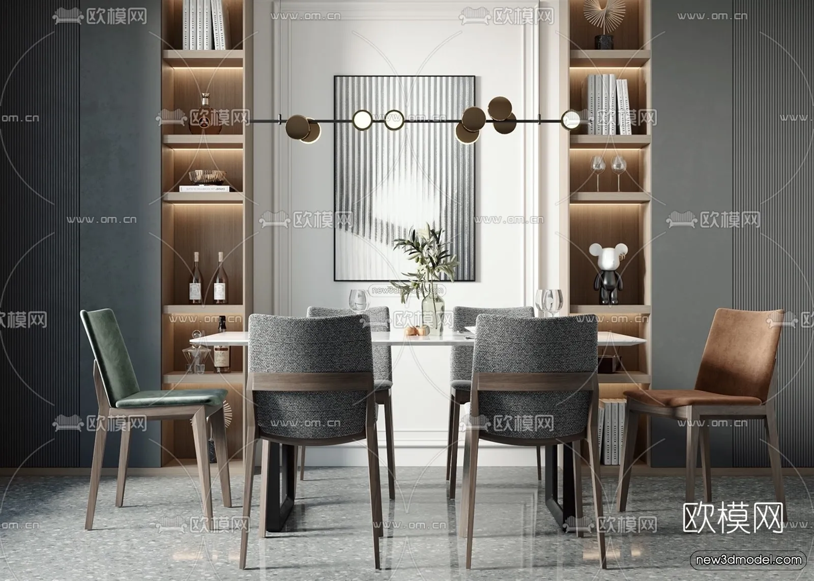 Nordic Style Interior 3D Blocks – Dining Room 3D Model – 430 – VRAY Nordic Style Interior 3D Blocks – Dining Room 3D Model – 430 – VRAY