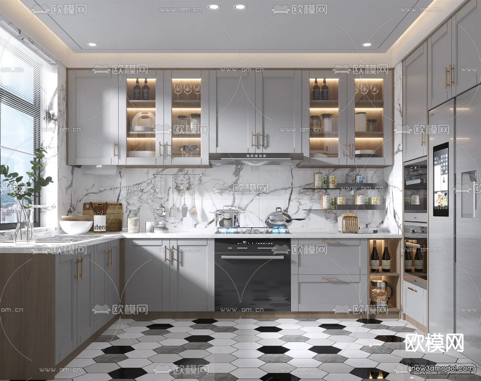 Nordic Style Interior 3D Blocks – Kitchen 3D Model – 438 – VRAY