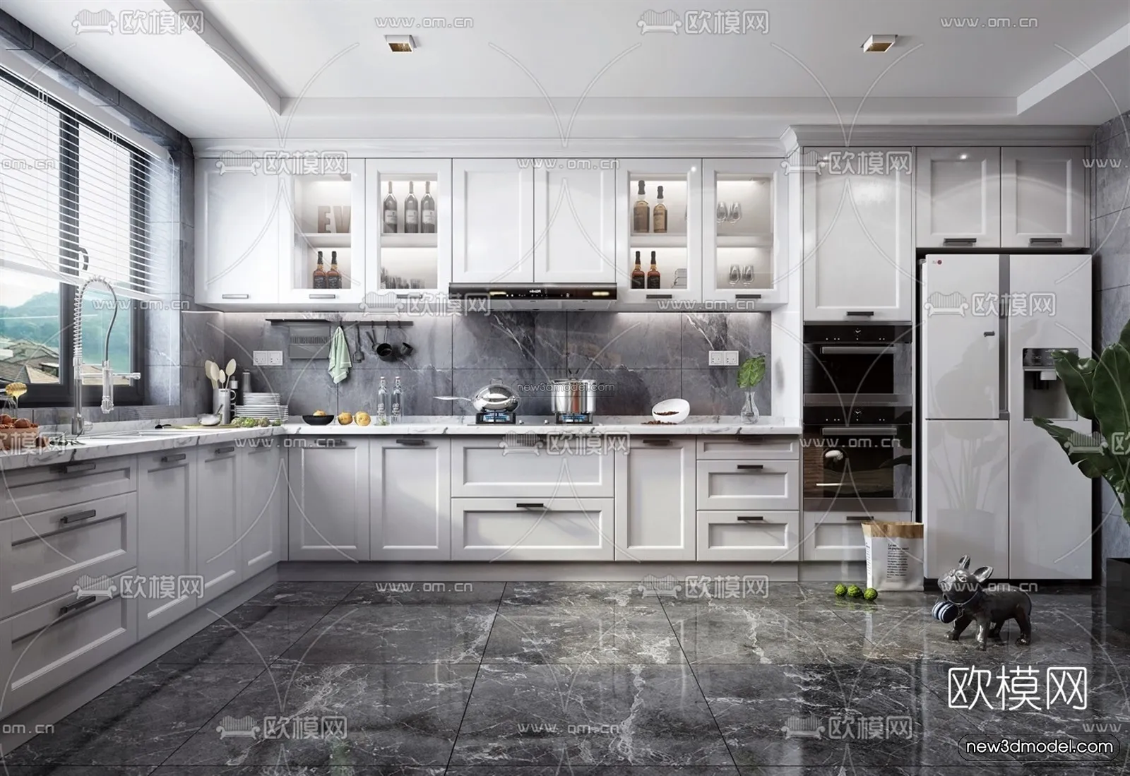 Nordic Style Interior 3D Blocks – Kitchen 3D Model – 439 – VRAY