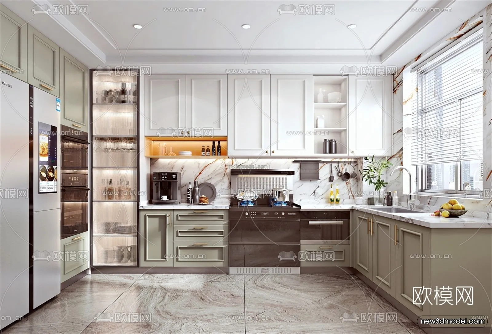 Nordic Style Interior 3D Blocks – Kitchen 3D Model – 440 – VRAY