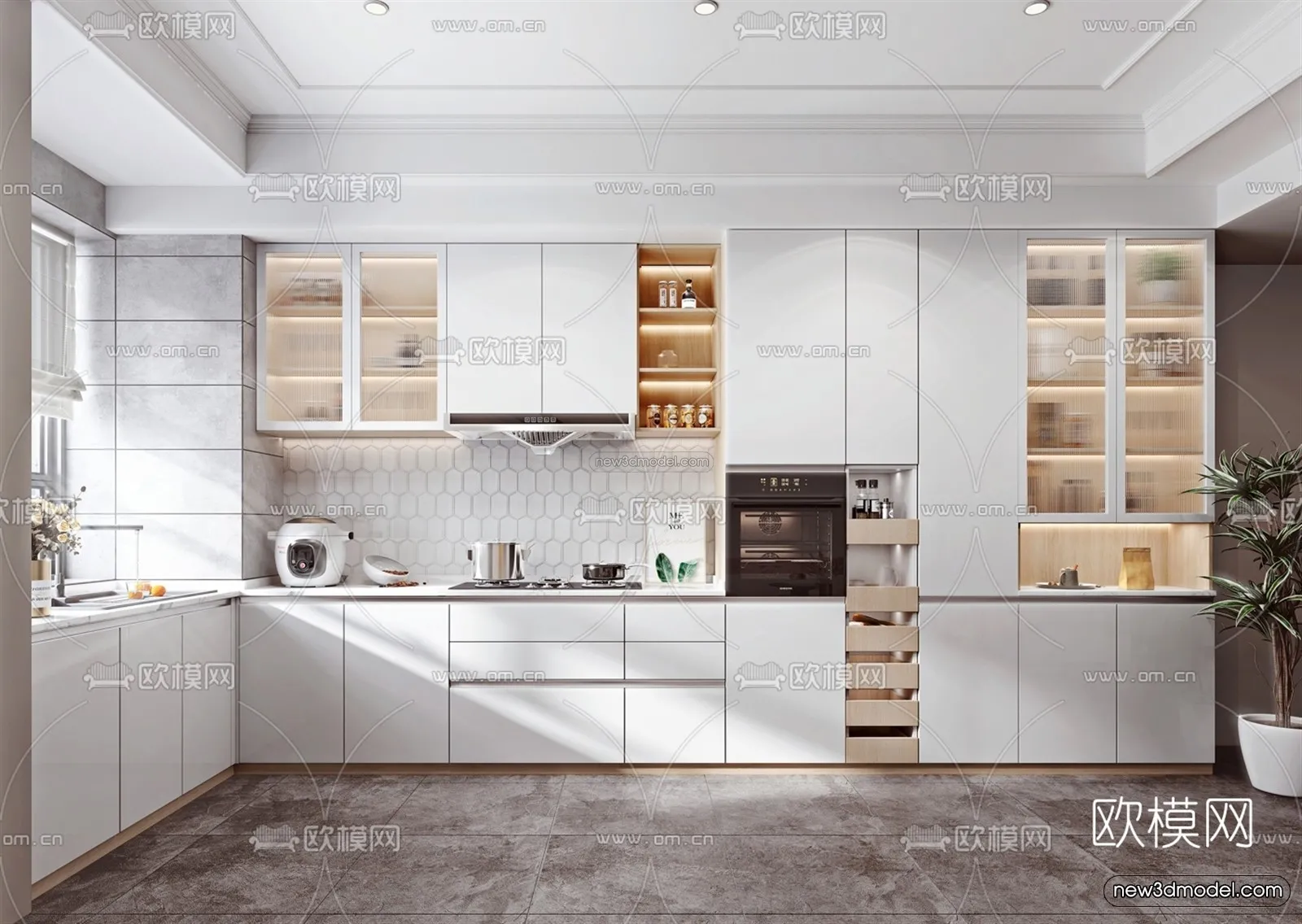 Nordic Style Interior 3D Blocks – Kitchen 3D Model – 444 – VRAY