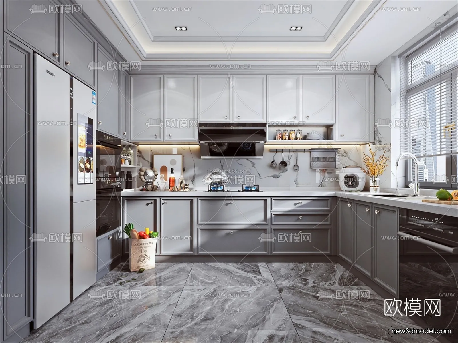 Nordic Style Interior 3D Blocks – Kitchen 3D Model – 446 – VRAY