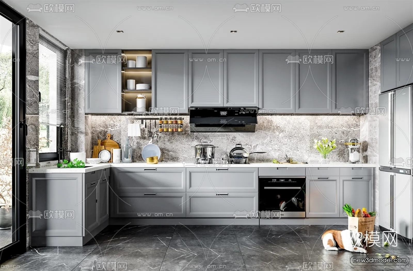 Nordic Style Interior 3D Blocks – Kitchen 3D Model – 449 – VRAY