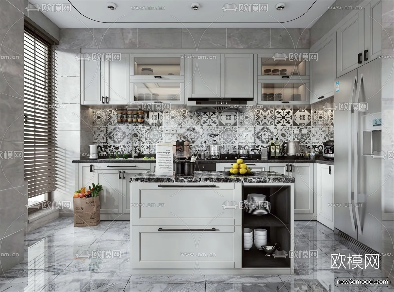 Nordic Style Interior 3D Blocks – Kitchen 3D Model – 450 – VRAY