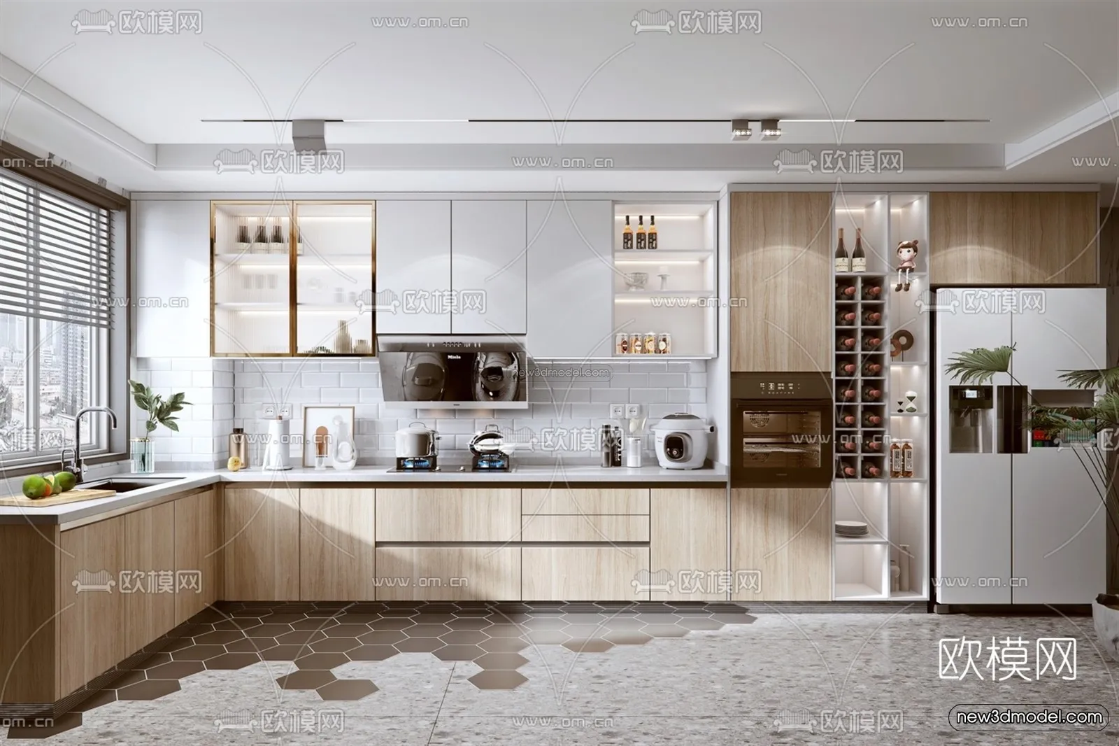 Nordic Style Interior 3D Blocks – Kitchen 3D Model – 451 – VRAY