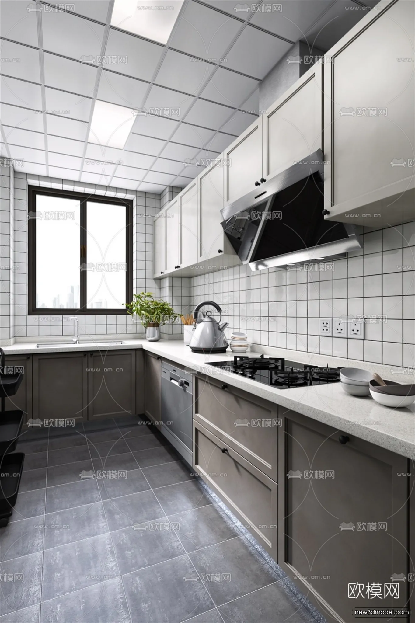 Nordic Style Interior 3D Blocks – Kitchen 3D Model – 453 – VRAY