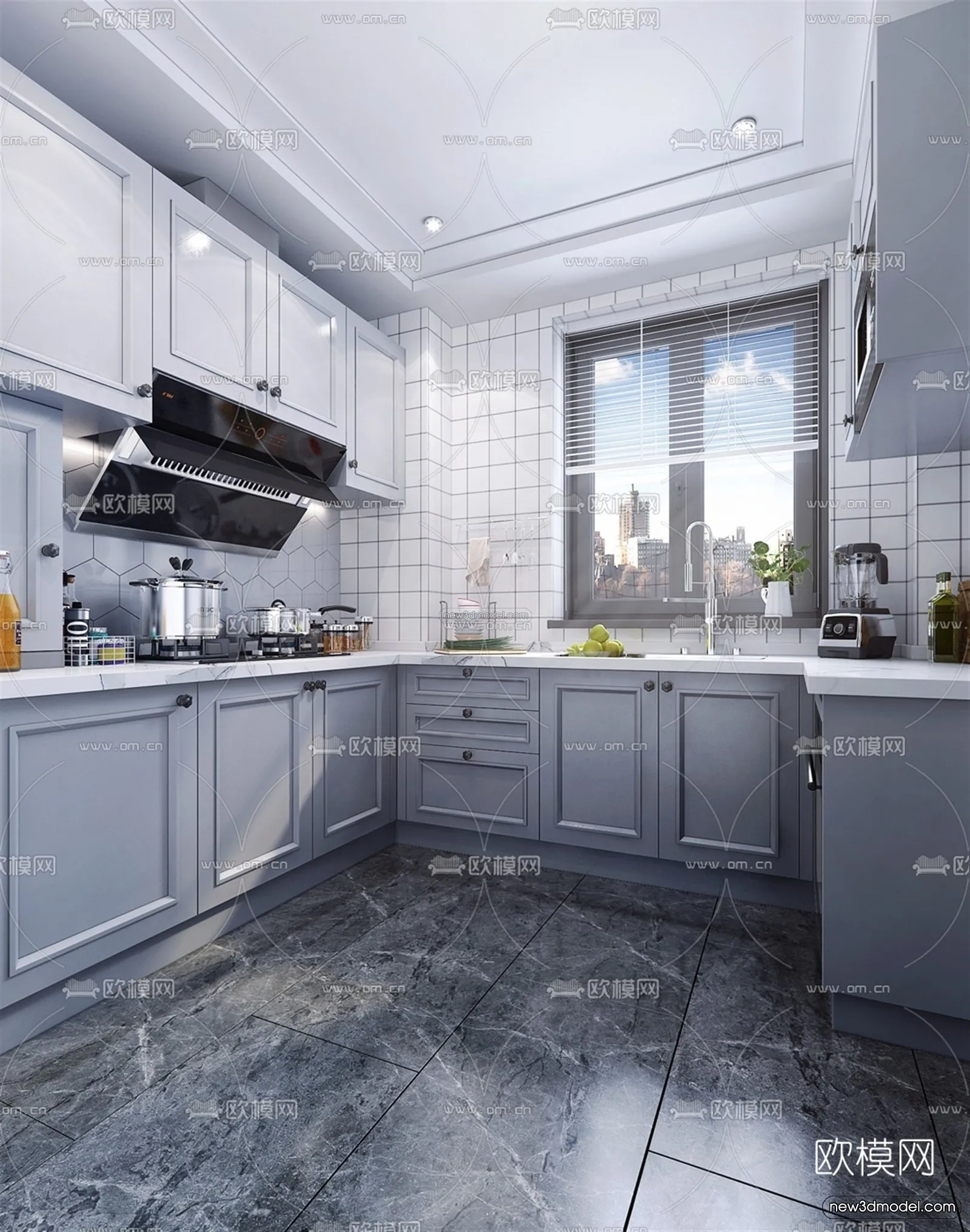 Nordic Style Interior 3D Blocks – Kitchen 3D Model – 454 – VRAY