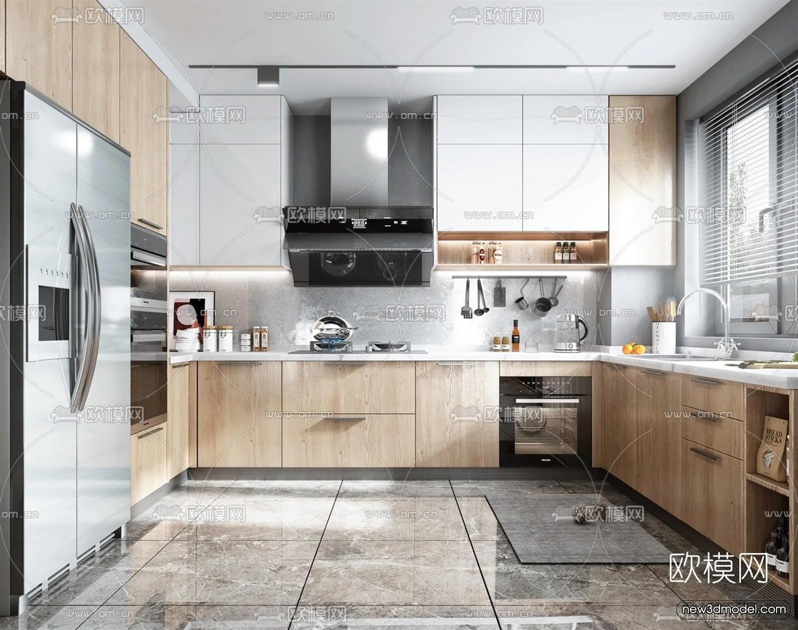 Nordic Style Interior 3D Blocks – Kitchen 3D Model – 457 – VRAY
